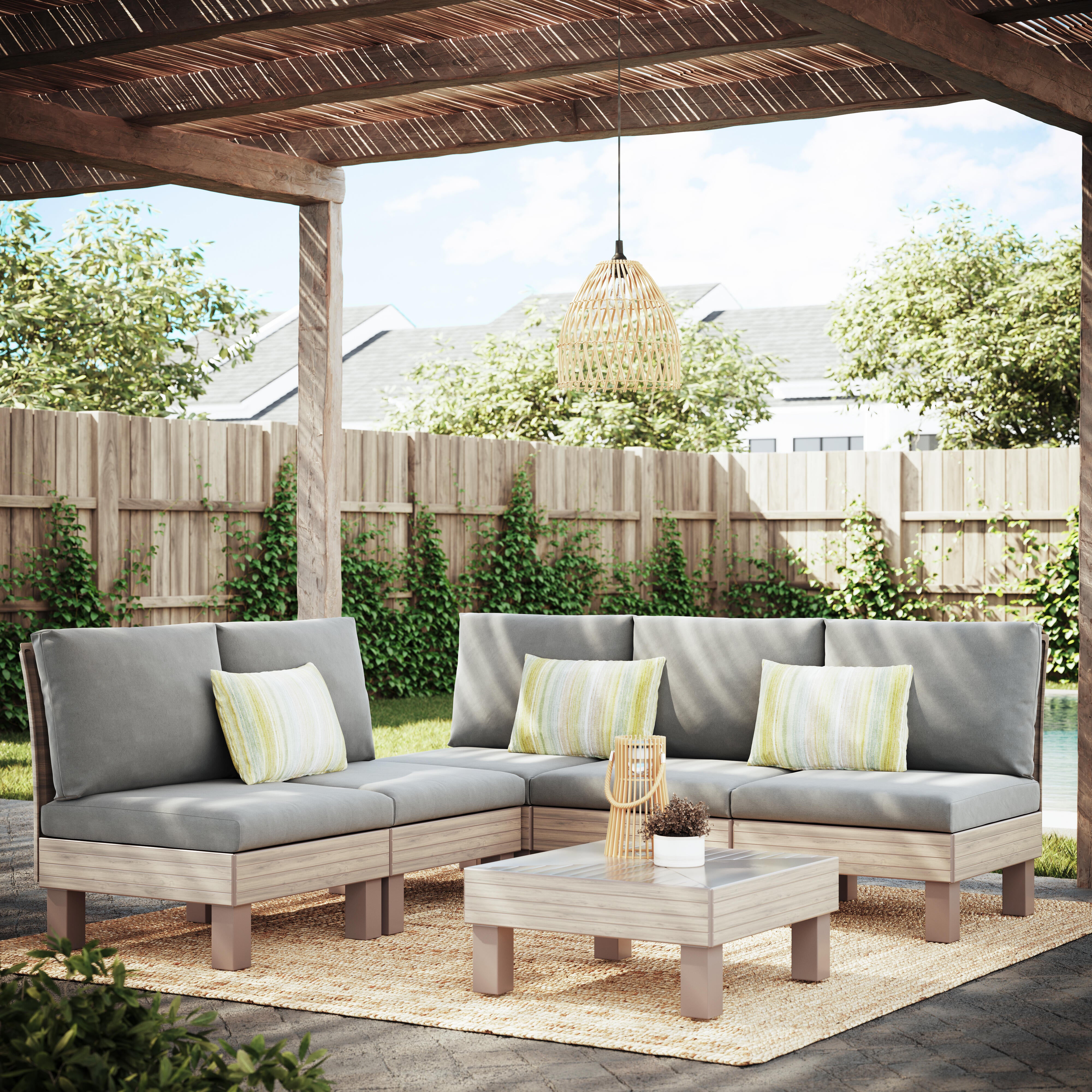 Módulo sofá individual em resina bege efeito madeira Keter Elements Signature - 4