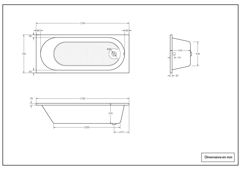 Baignoire rectangulaire blanche L.170 x l.70 cm Easy Bath - BALNEO - 4
