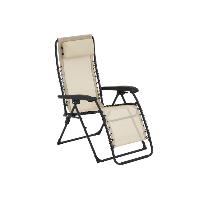 Cadeira relax reclinável em aço e textileno 87x110x66 cm bege Naterial