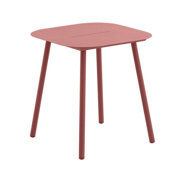 Tavolo da pranzo per giardino ANAFI NATERIAL struttura e superficie in alluminio rosso per 2 persone 70x70cm