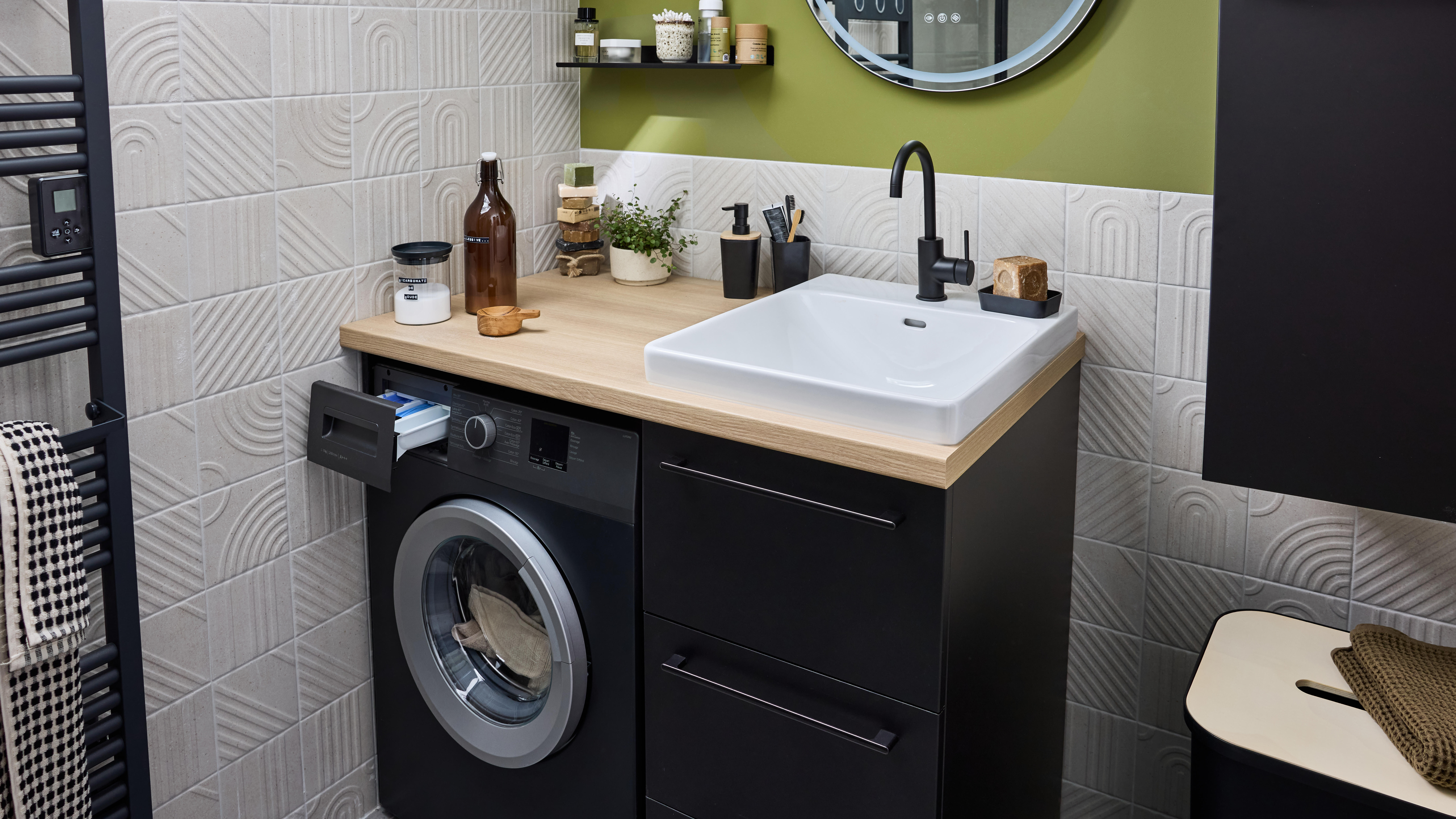 Mitigeur de lavabo noir, bec mobile, Loa, SENSEA - 6