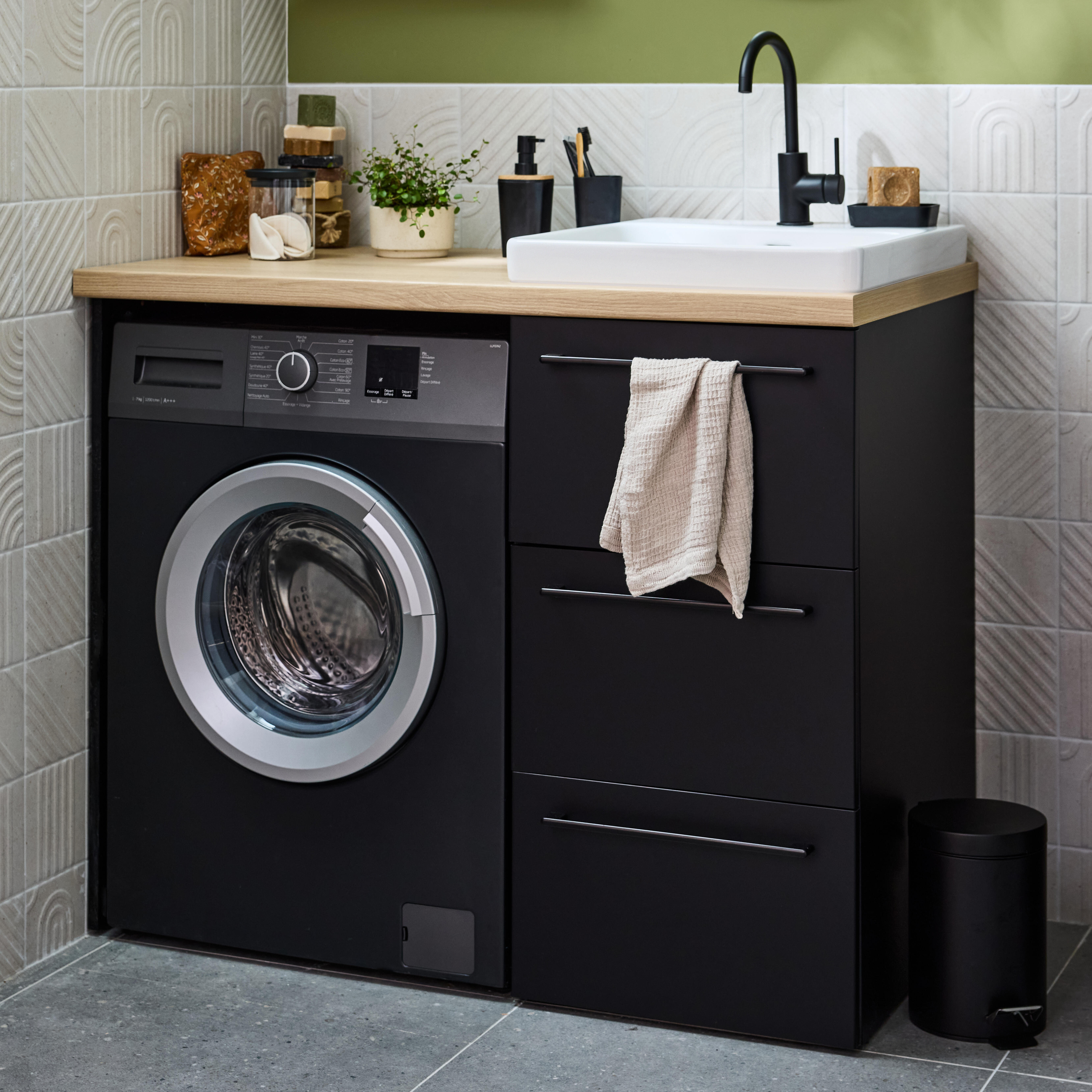 Mitigeur de lavabo noir, bec mobile, Loa, SENSEA - 7