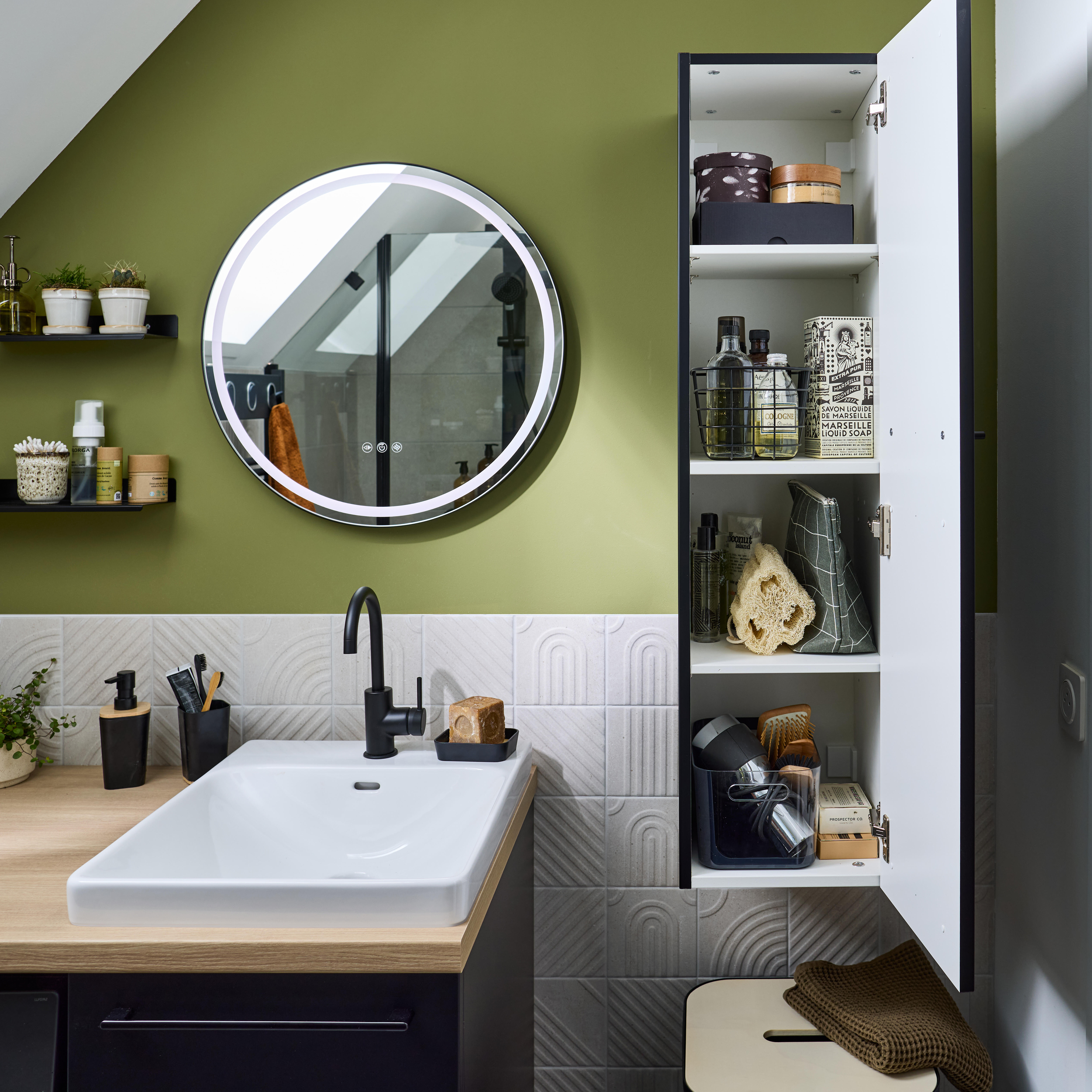 Struttura colonna bagno Remix nero opaco L 30 x H 115 x P 33 cm - 2