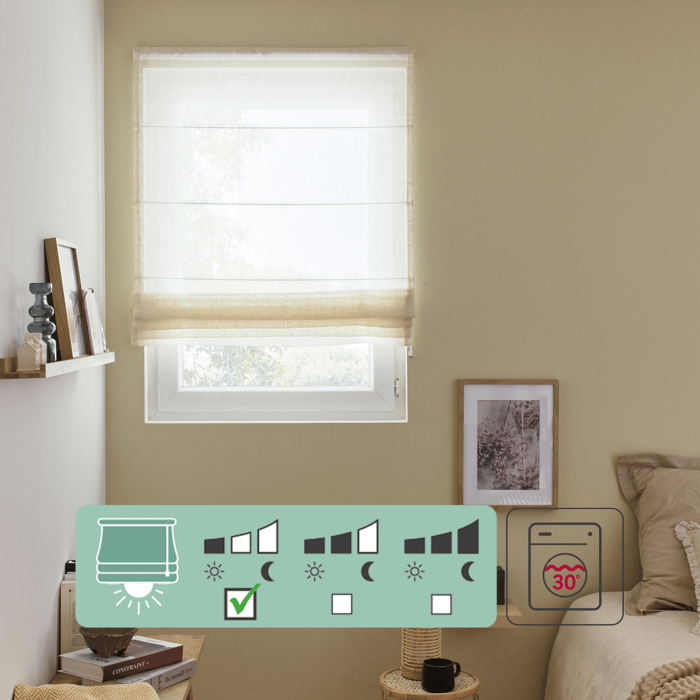 Toldo romano con filtro natural y pliegues teo