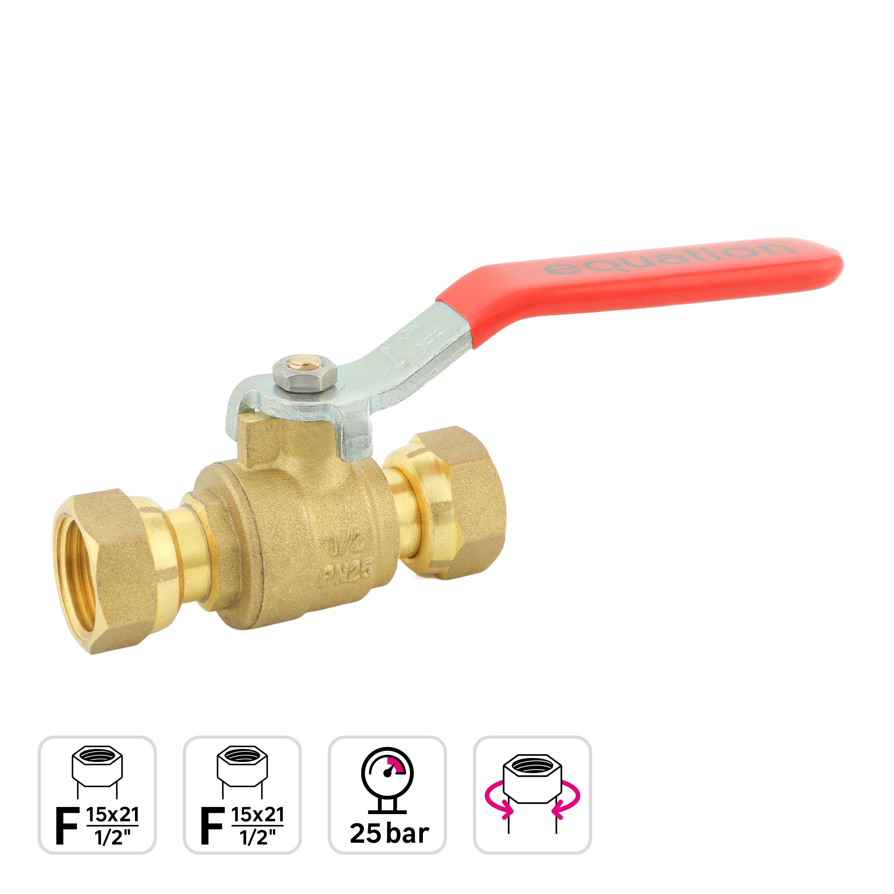 Valve sphérique, femelle 15 x 21 mm / femelle 15 x 21 mm, Equation - 2