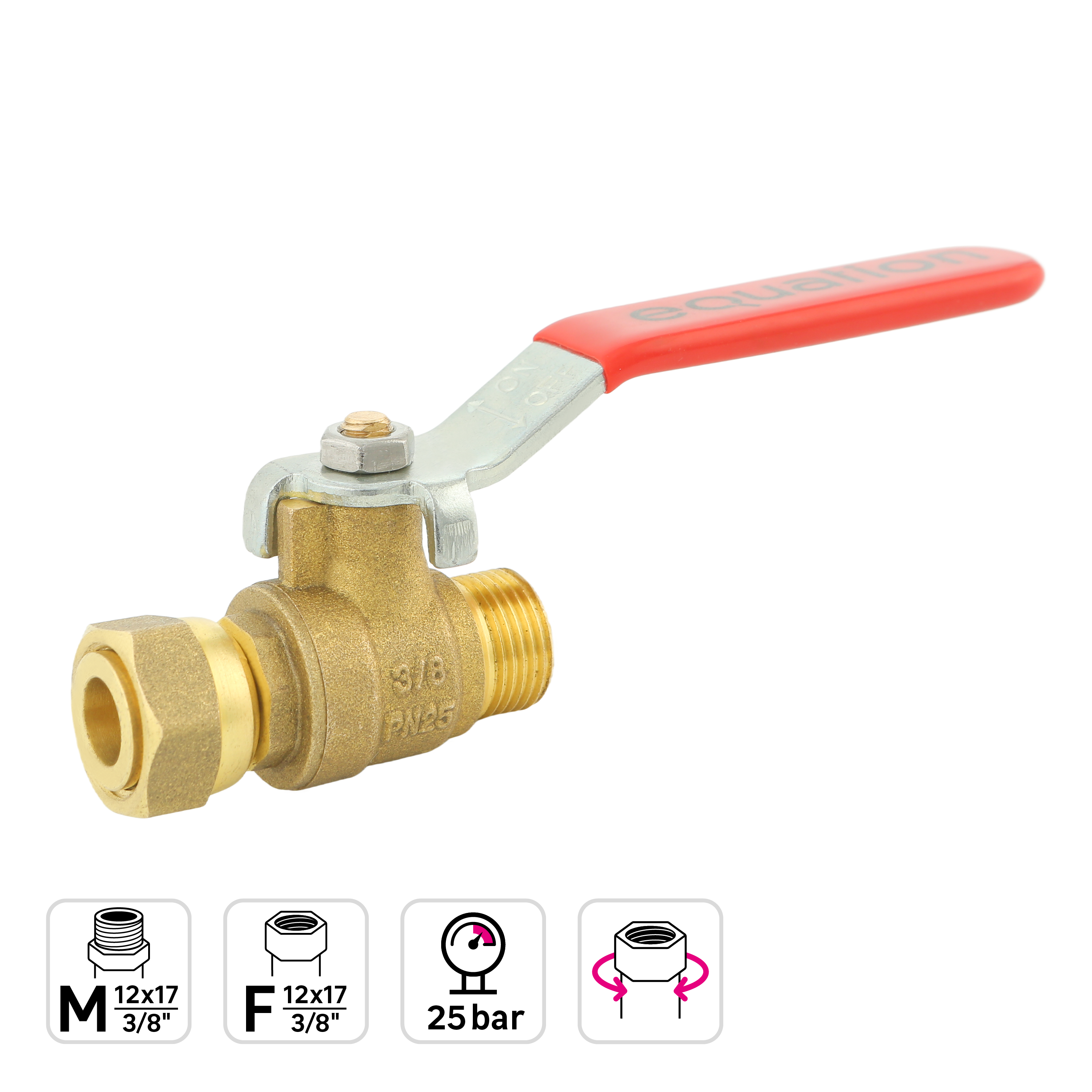Valve sphérique, femelle 12 x 17 mm / femelle 12 x 17 mm, Equation - 2