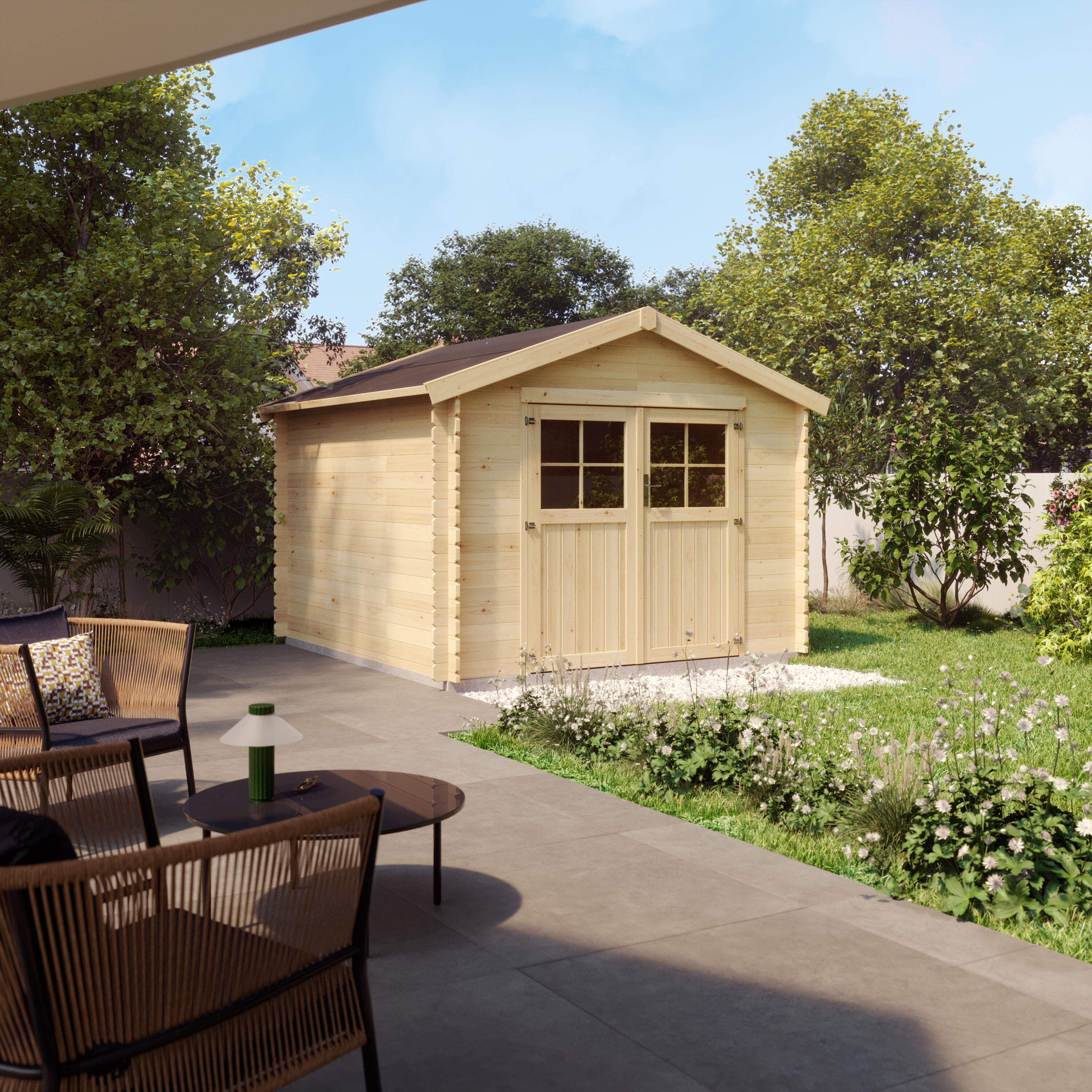 Abri de jardin bois, 9,61 m², Ep. 28 mm, Naterial Tanaga - 3