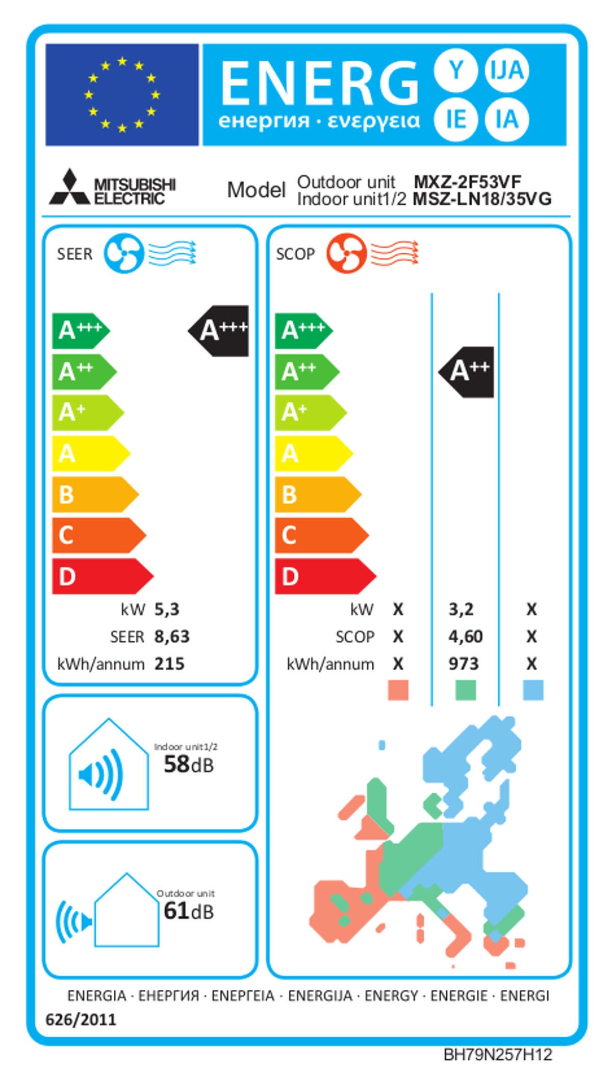Condizionatore dual MITSUBISHI ELECTRIC 9000 12000 BTU inverter  A+++/A++ serie LN - 4