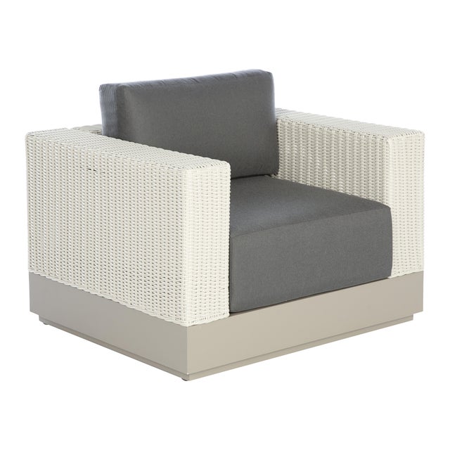 Poltrona da giardino con cuscino grigio e braccioli San Lucas, struttura in alluminio seduta in poliestere beige, L 96.5 x H 63.5 x P 86.5 cm, set da 2 pezzi