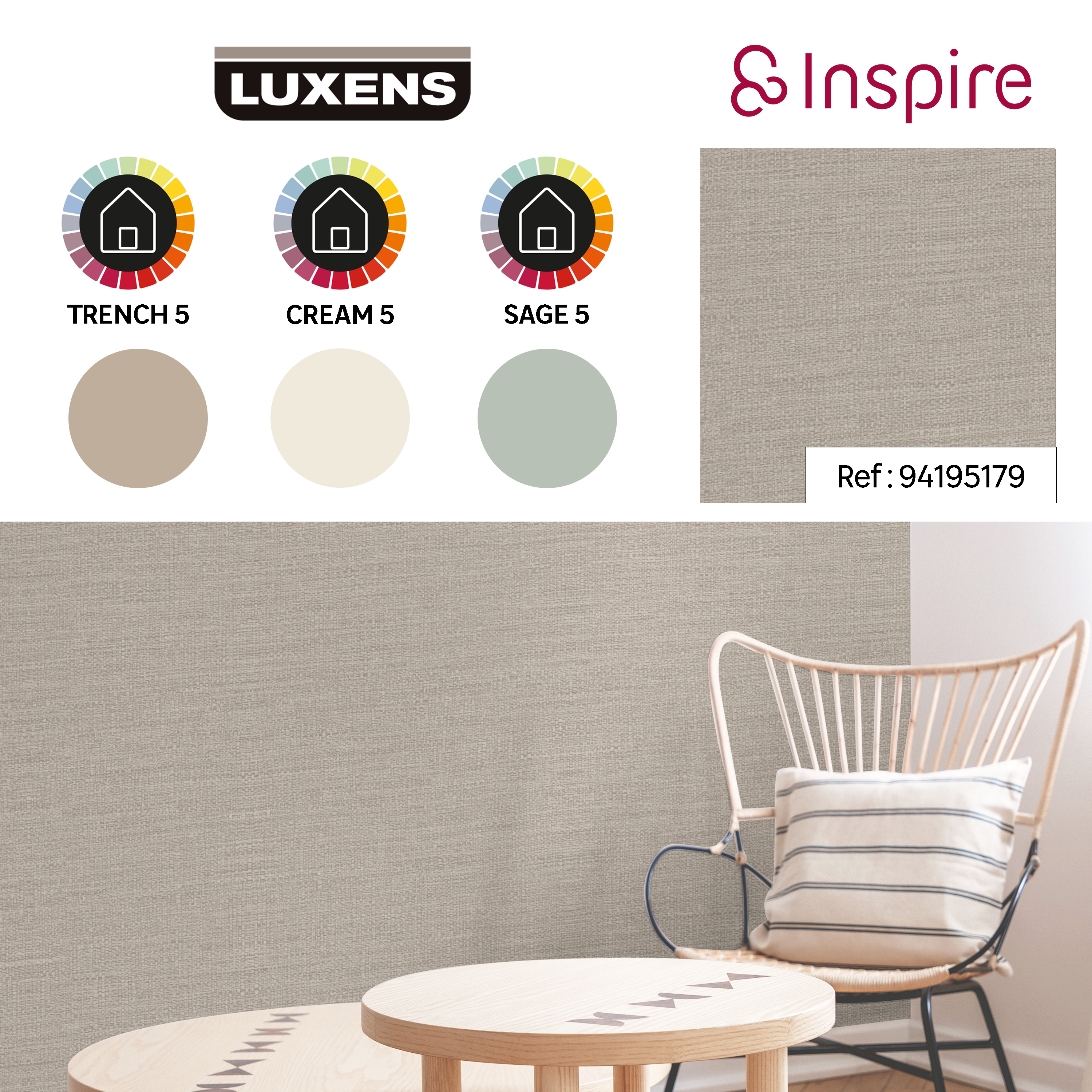 Papier peint intissé Paille INSPIRE marron - 3