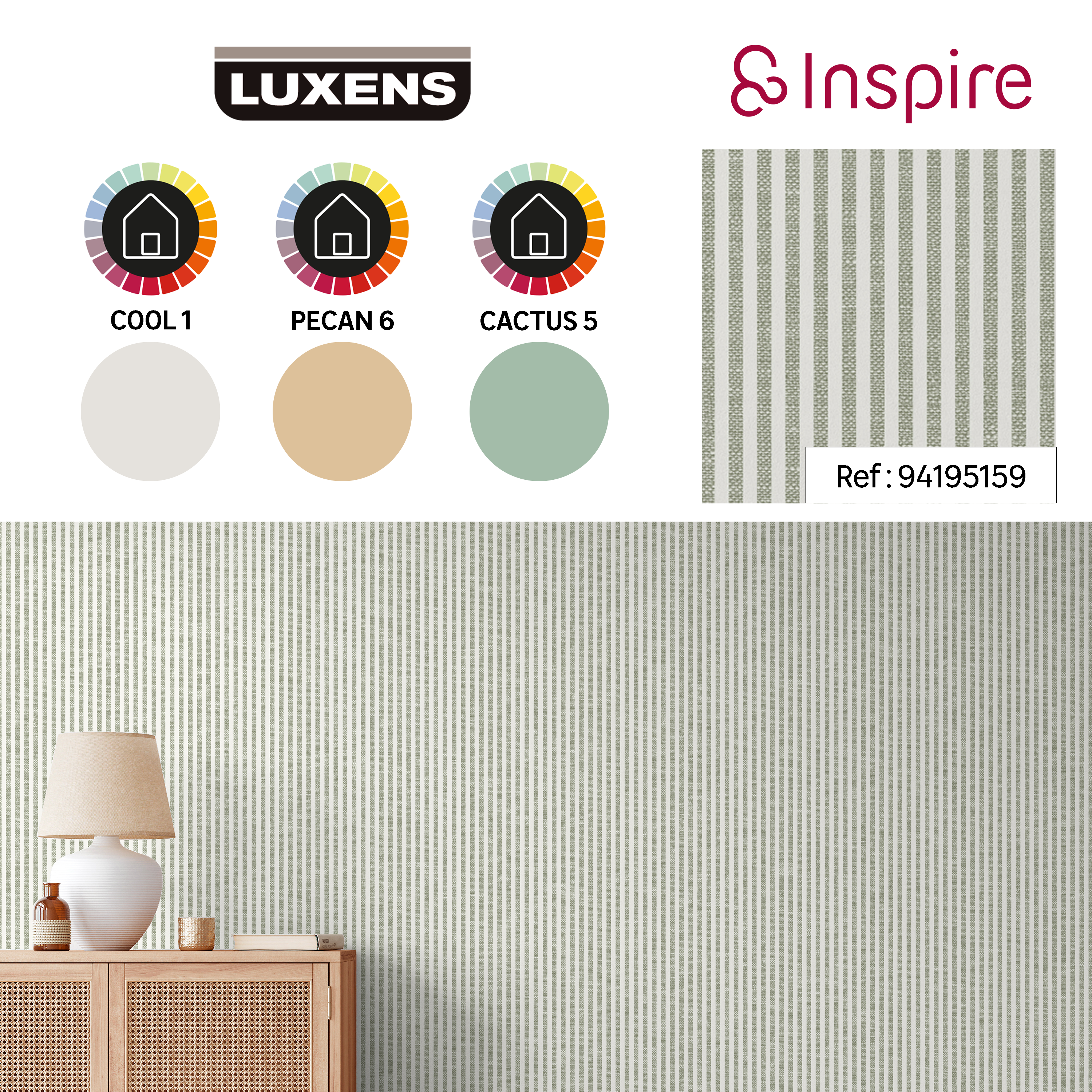 Papier peint intissé Rayure linely INSPIRE vert - 2
