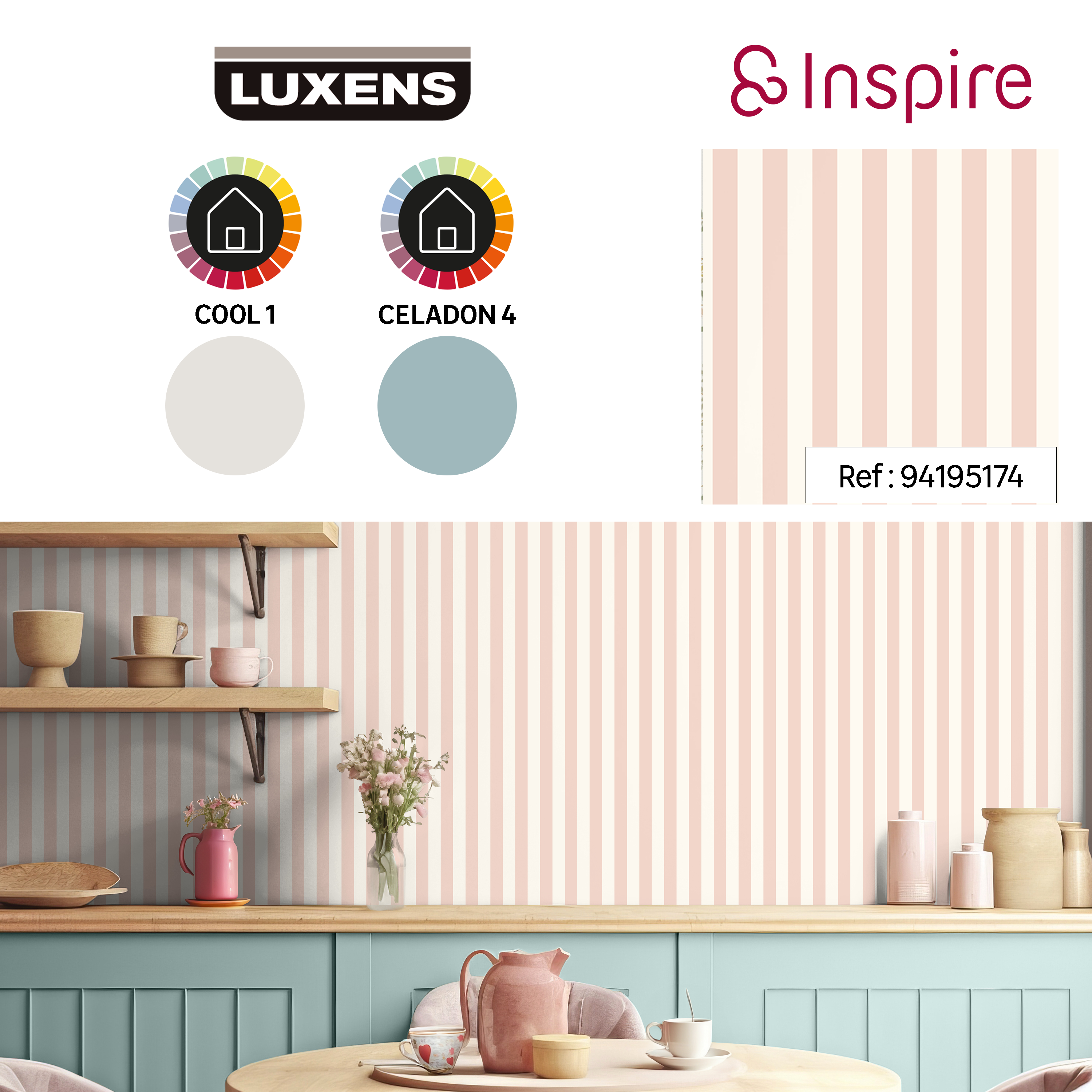 Papier peint intissé Rayure INSPIRE rose - 2