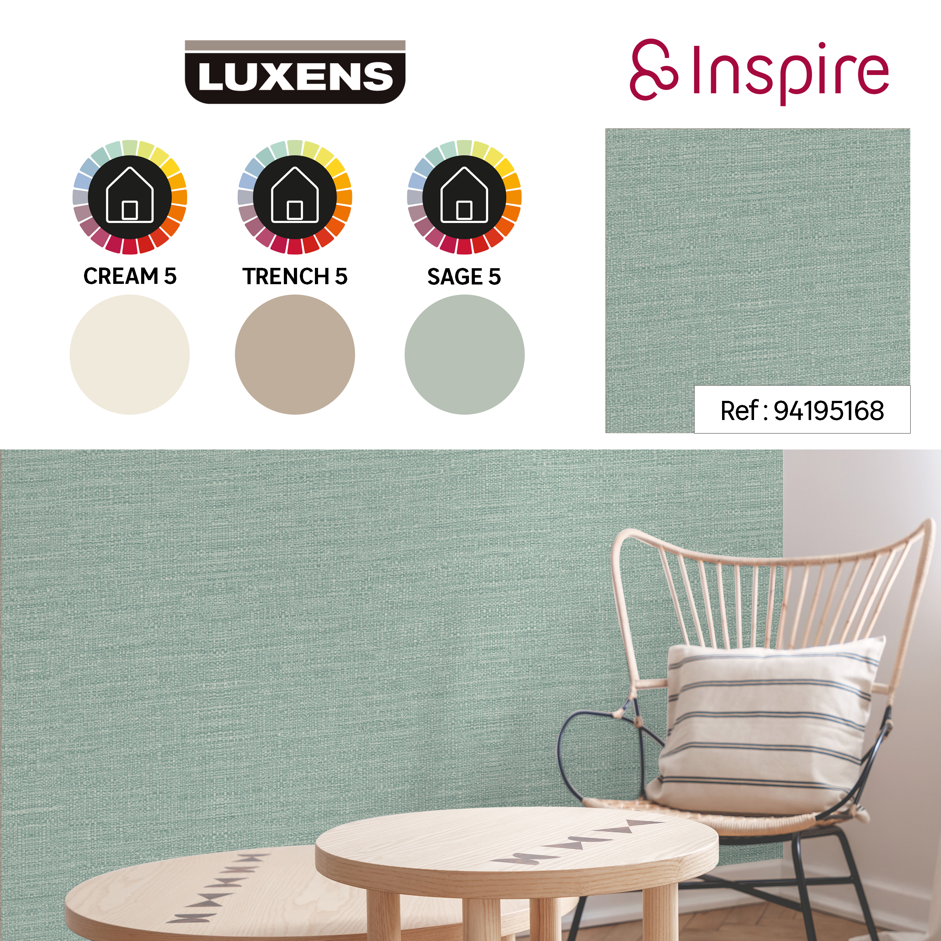 Papier peint intissé Paille INSPIRE vert - 2