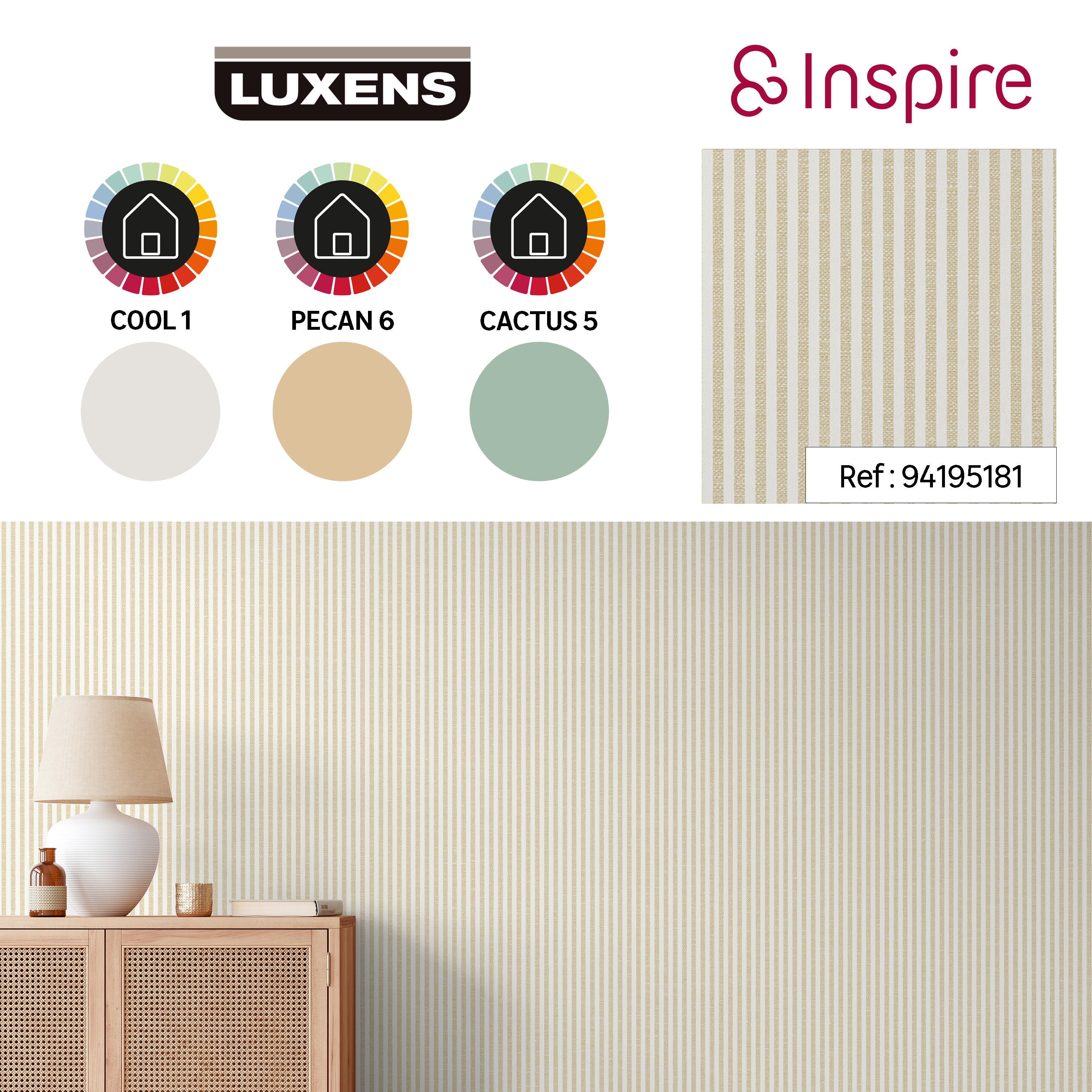 Papier peint intissé Rayure linely INSPIRE beige - 3