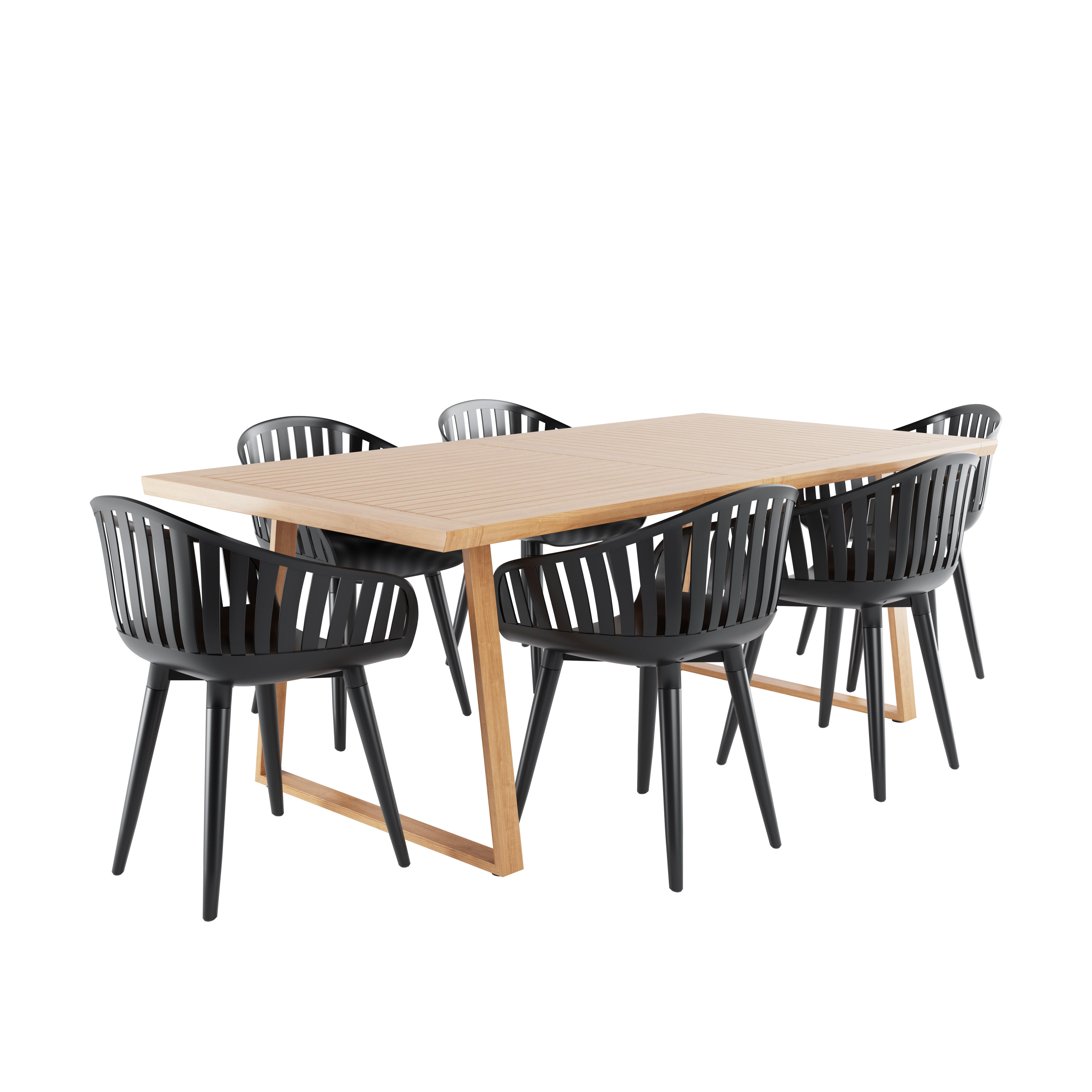 Conjunto de jardin de madera tuno para 6 comensales