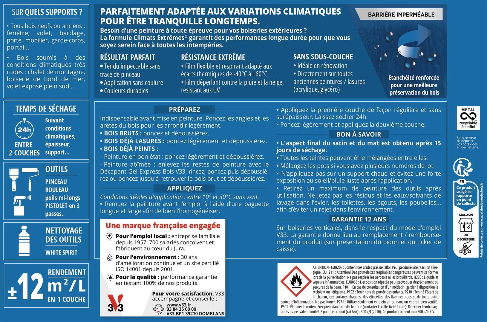 Peinture extérieure bois Climats extrêmes® V33 brun normand satiné 0.5l - 7