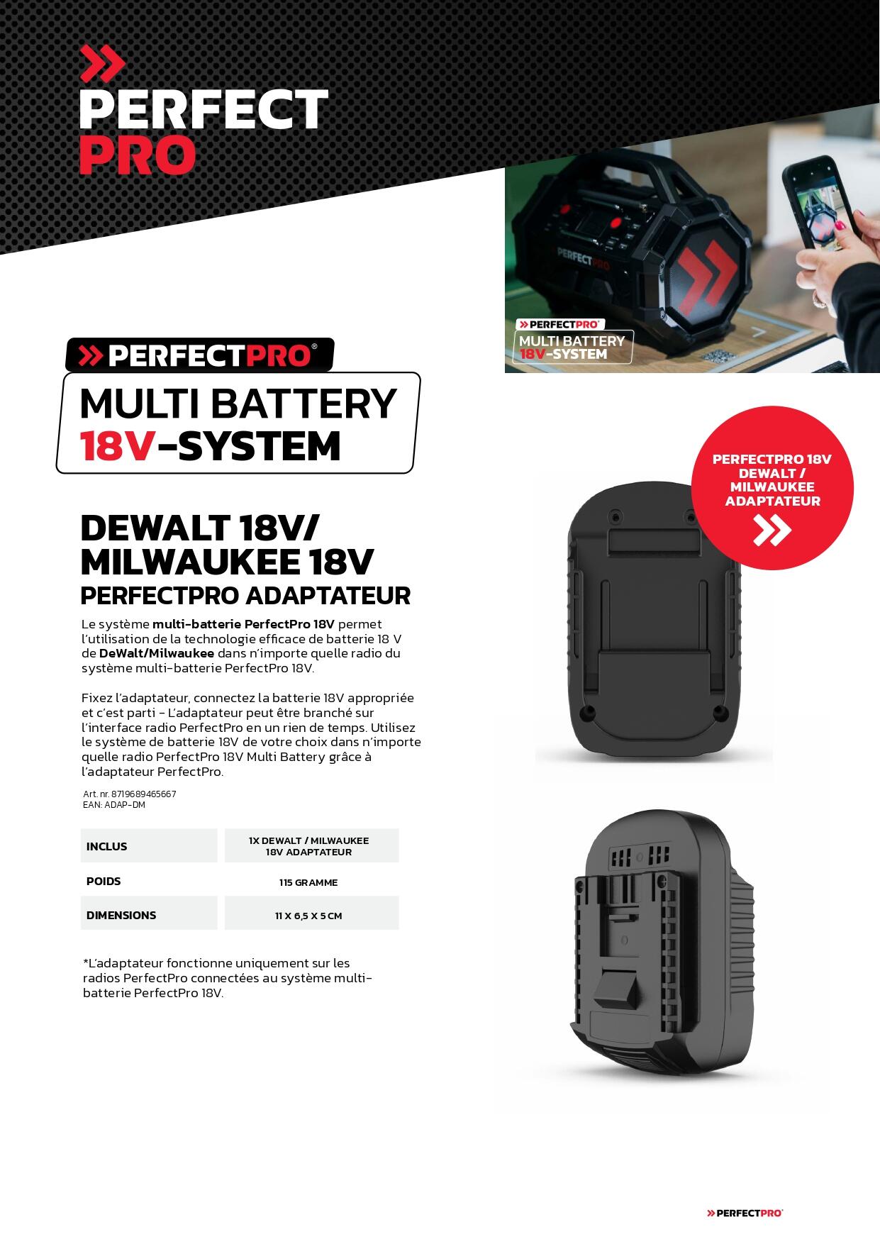 Adaptateur 18V DEWALT MILWAUKE - 3