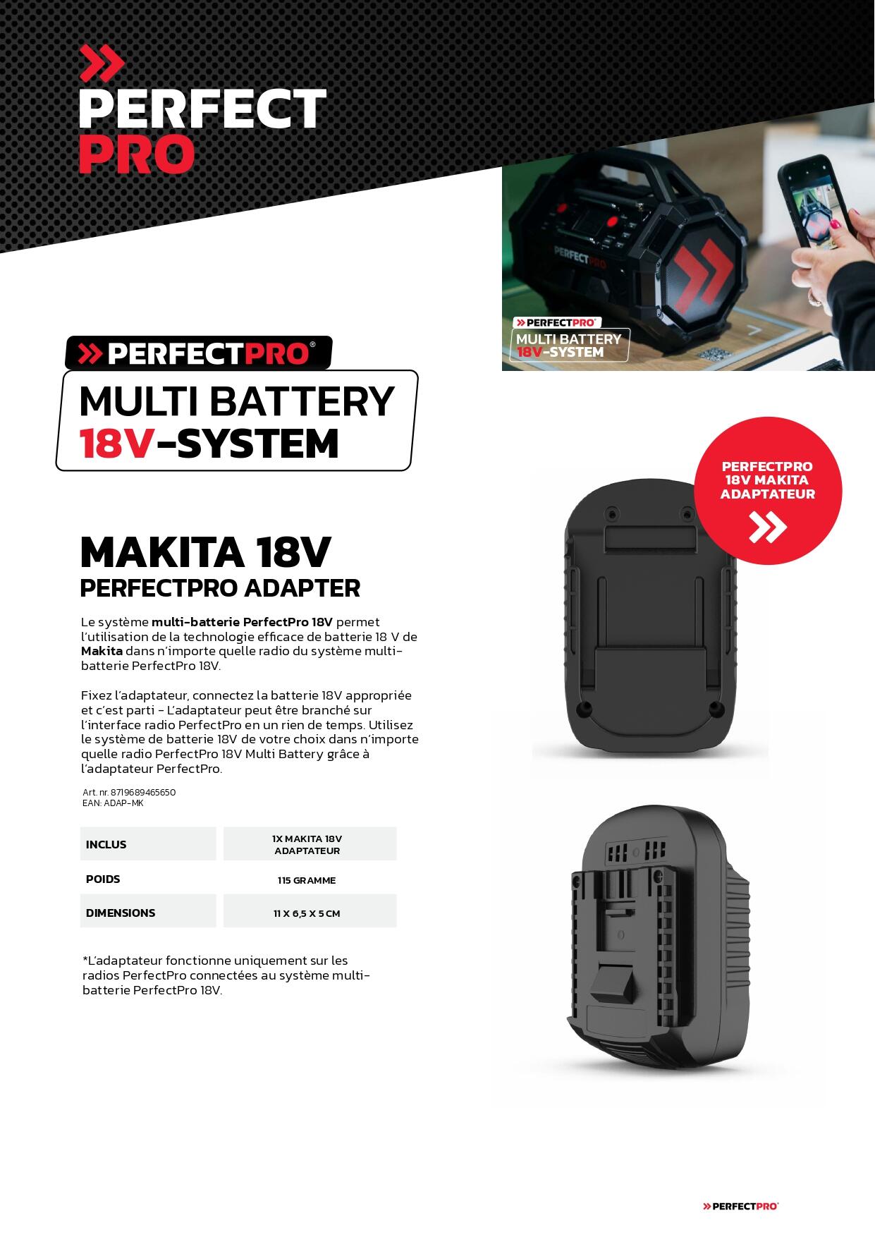 Adaptateur 18V Makita pour radio Rocktagon - 3