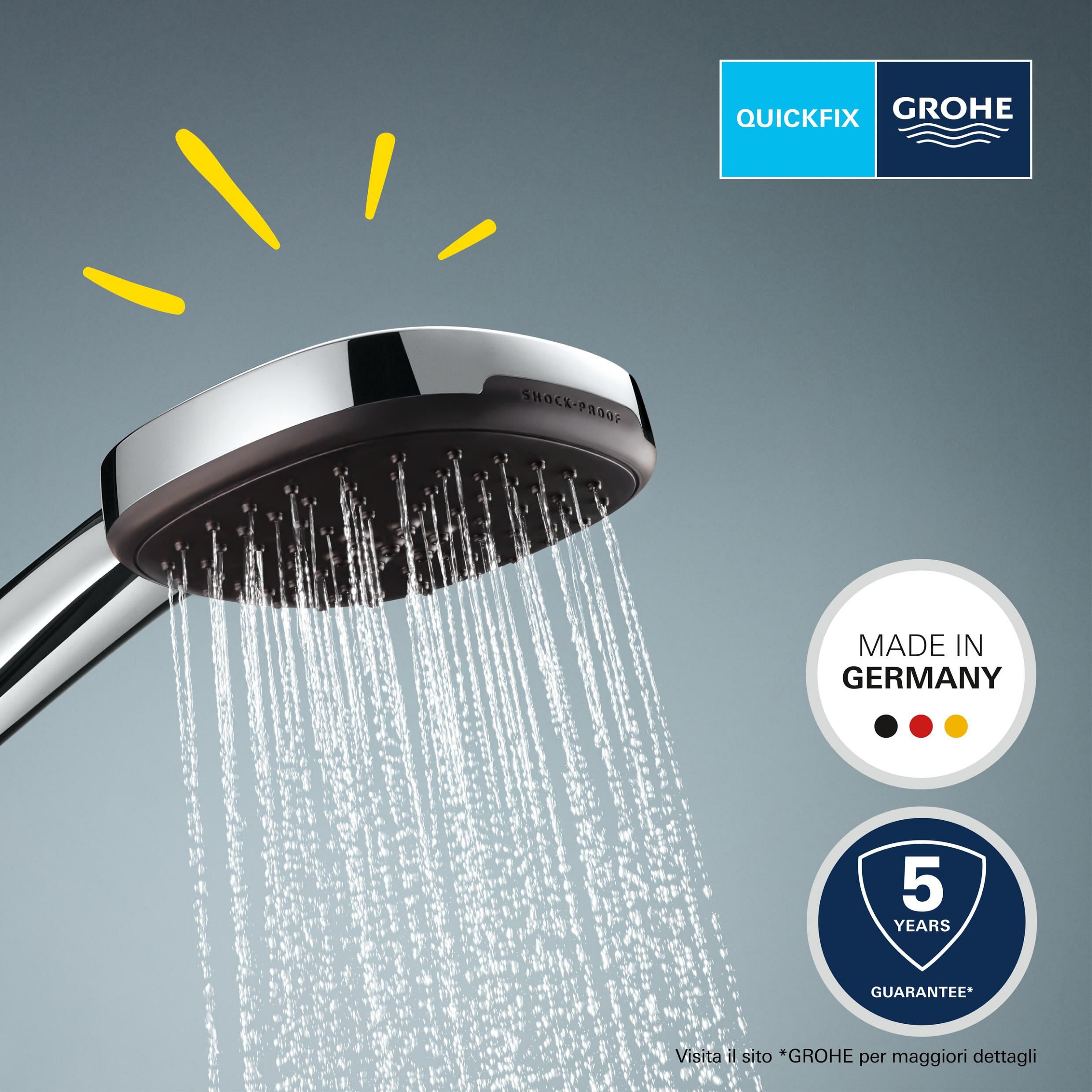 Doccetta GROHE Vitalio Confort Clova 110 in abs L 11 x H 2.4 x P 11.4 cm con anticalcare 3 getti - 6