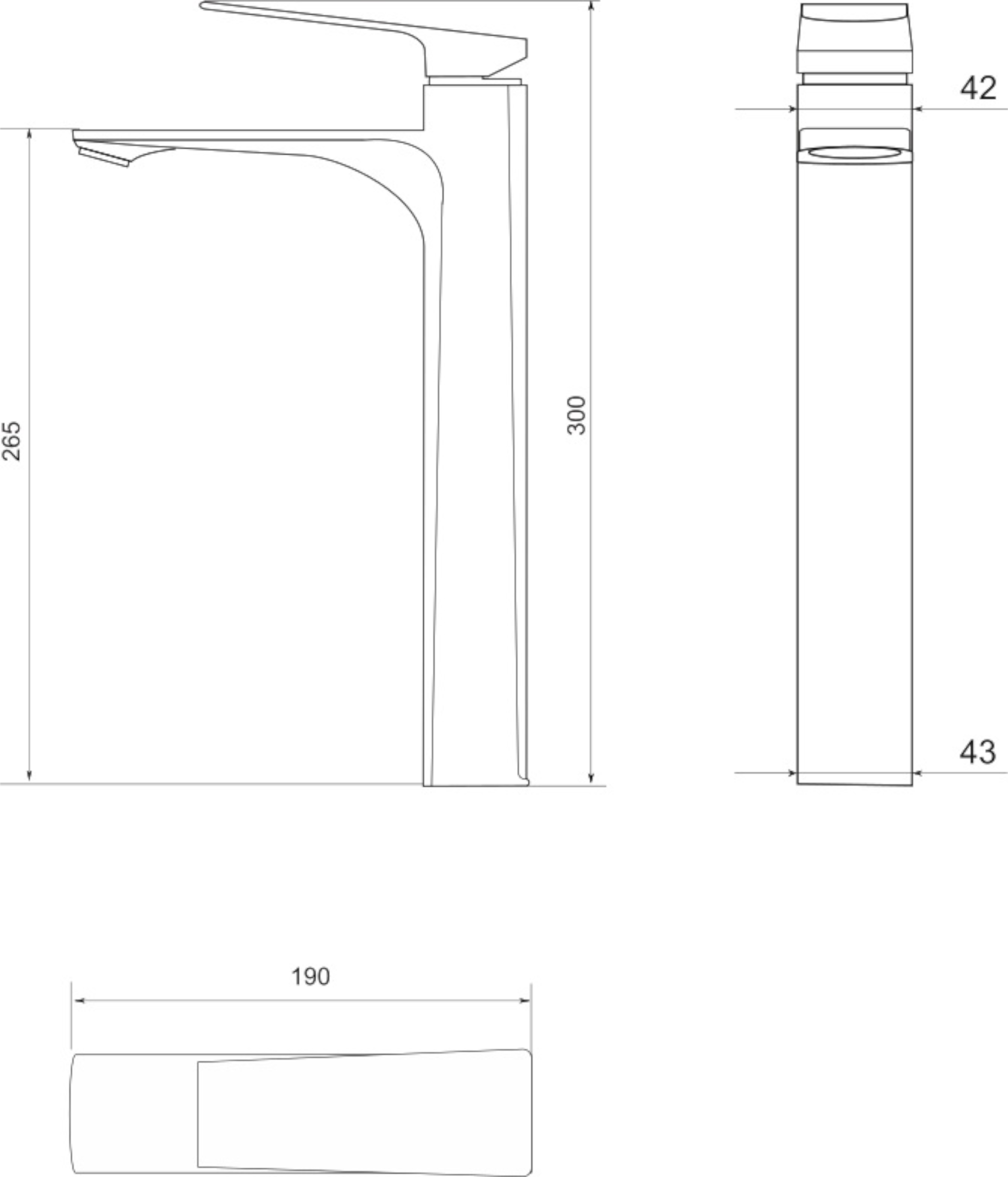 Bateria umywalkowa czarny chrom 30 cm Omega Grey Liveno - 2