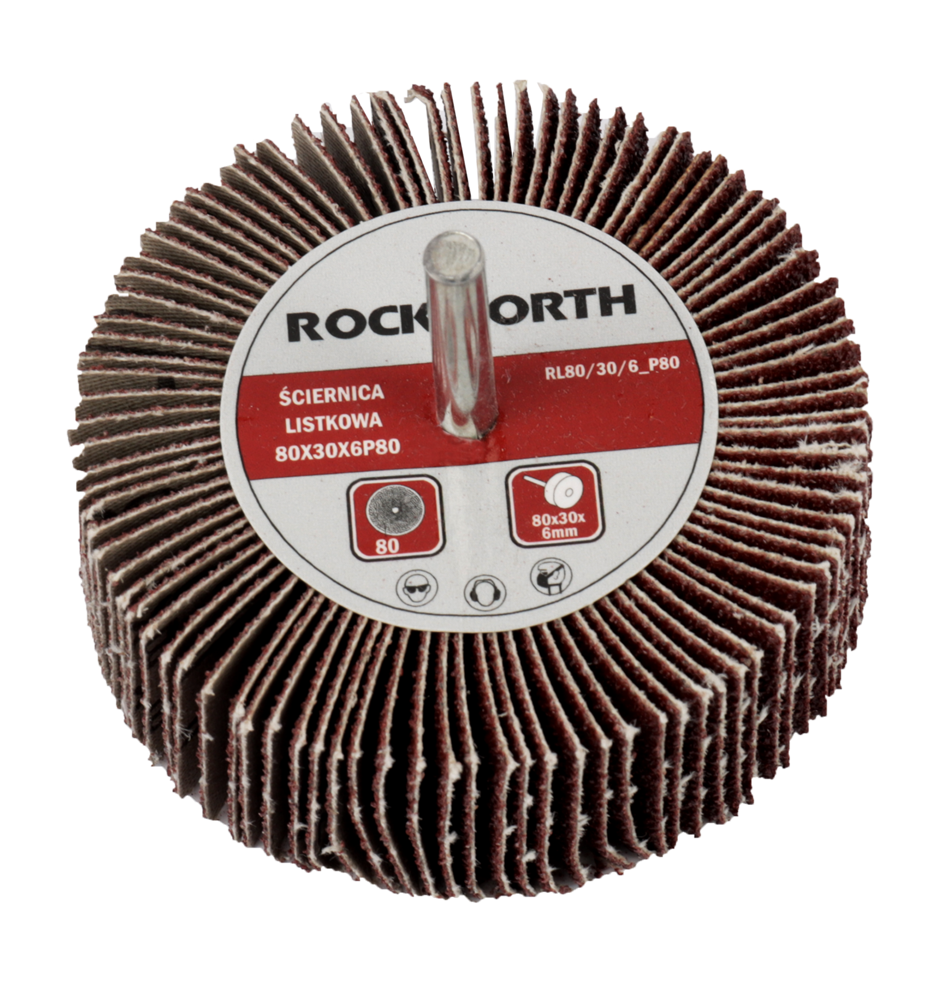 Ściernica listkowa trzpieniowa 80x30x6mm P80 ROCKWORTH