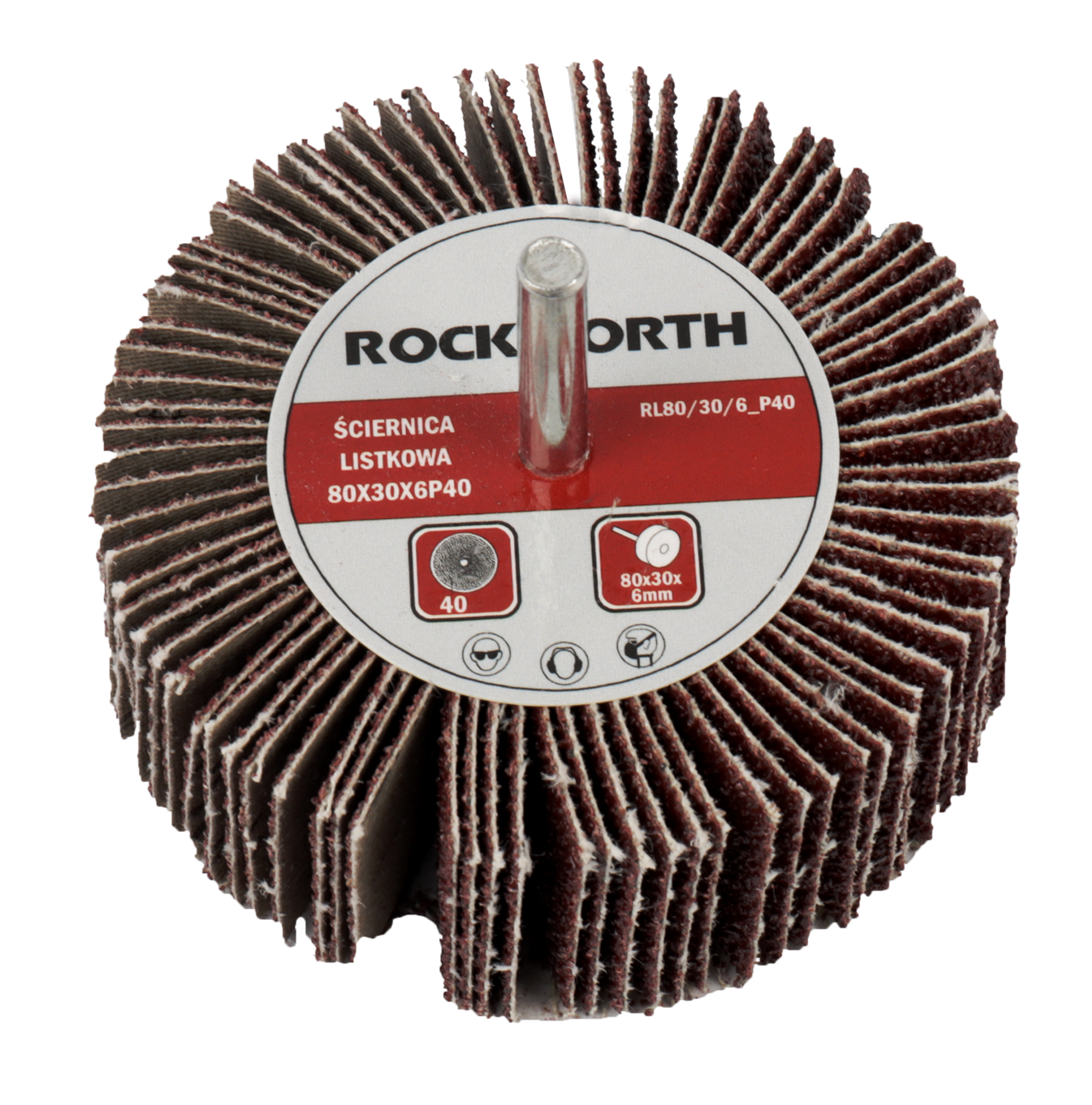 Ściernica listkowa trzpieniowa 80x30x6mm P40 ROCKWORTH