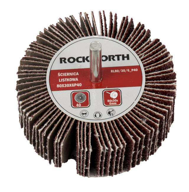 Ściernica listkowa trzpieniowa 80x30x6mm P40 ROCKWORTH