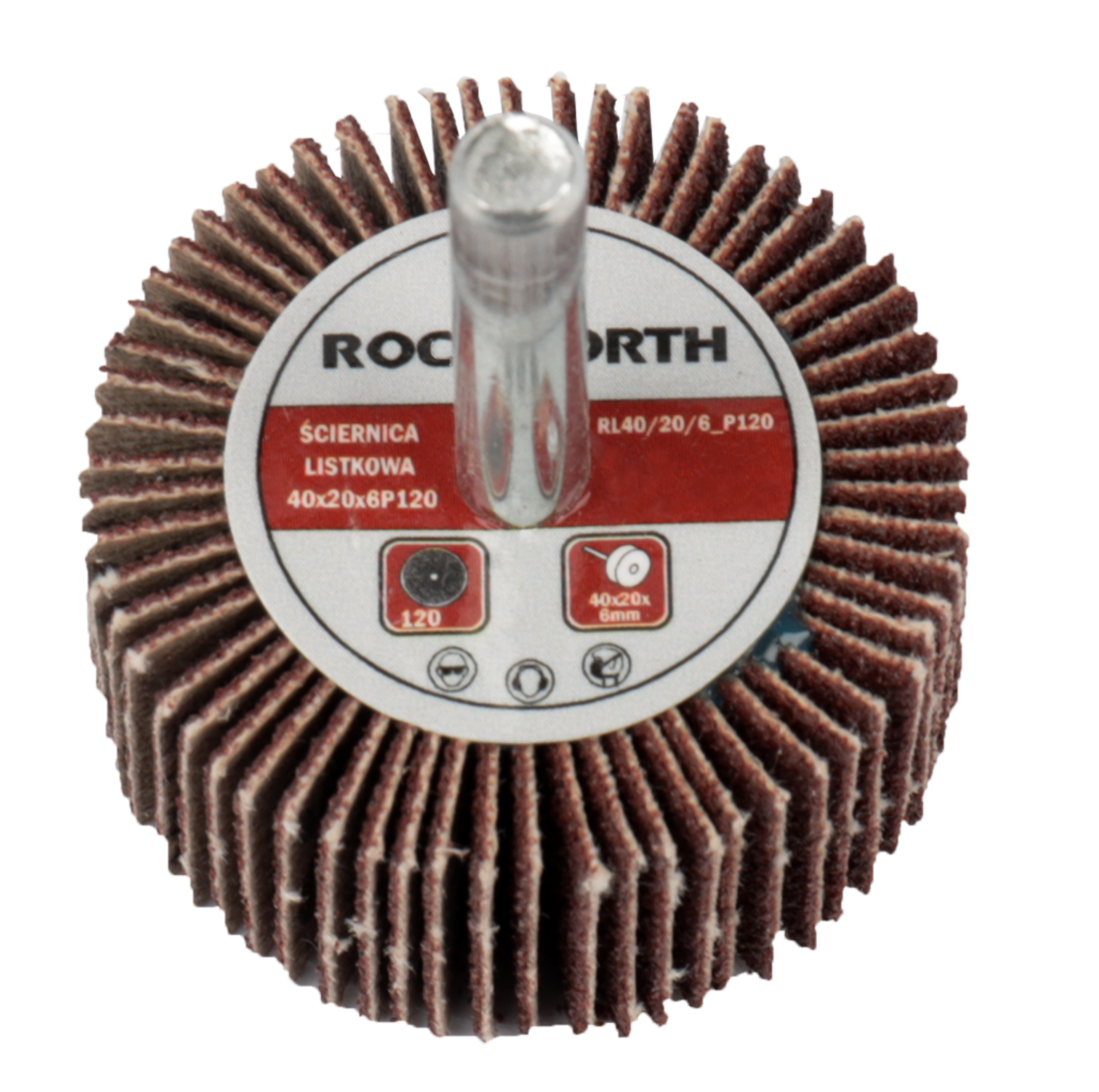 Ściernica listkowa trzpieniowa 40x20x6mm P120 ROCKWORTH