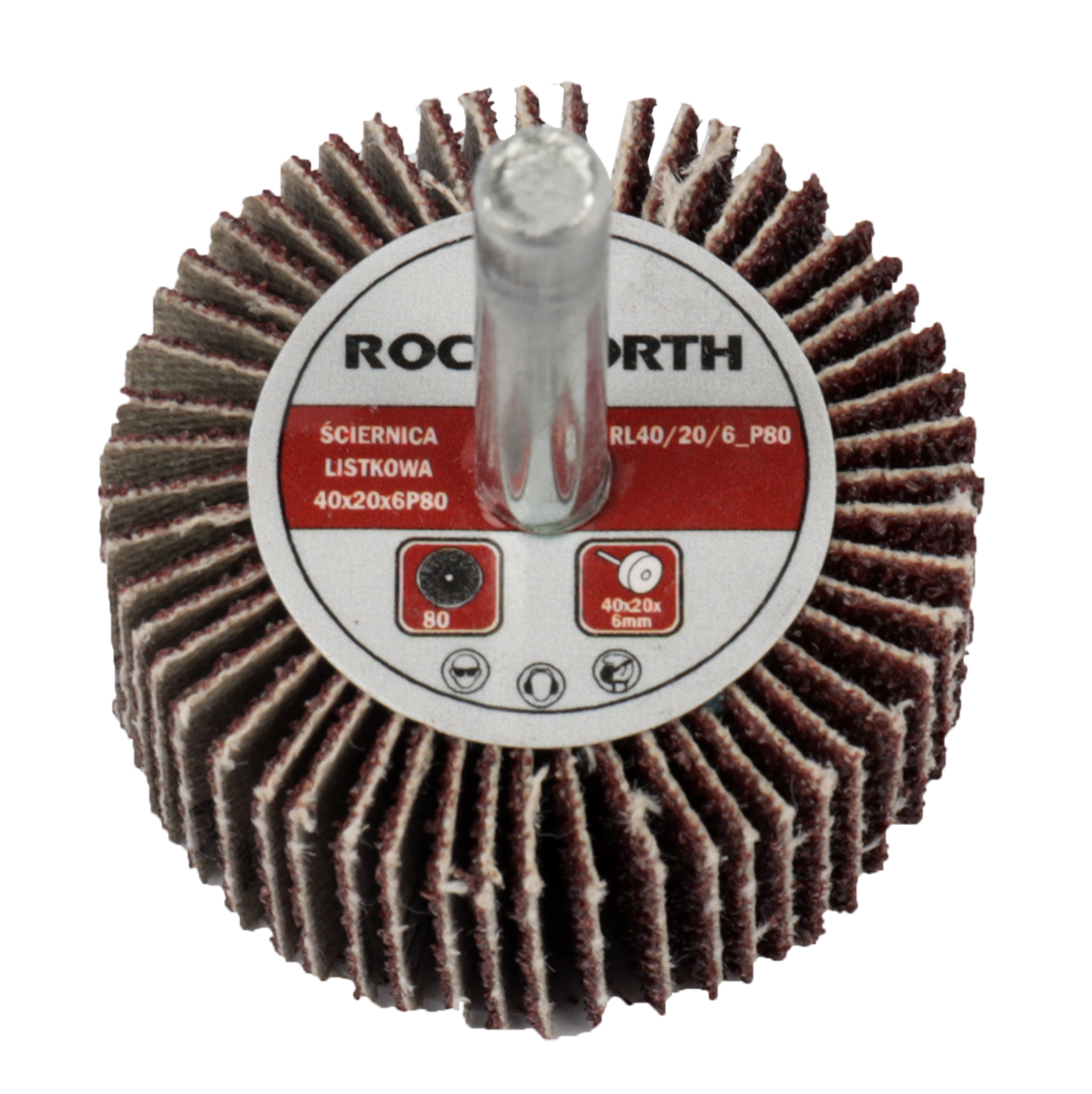 Ściernica listkowa trzpieniowa 40x20x6mm P80 ROCKWORTH