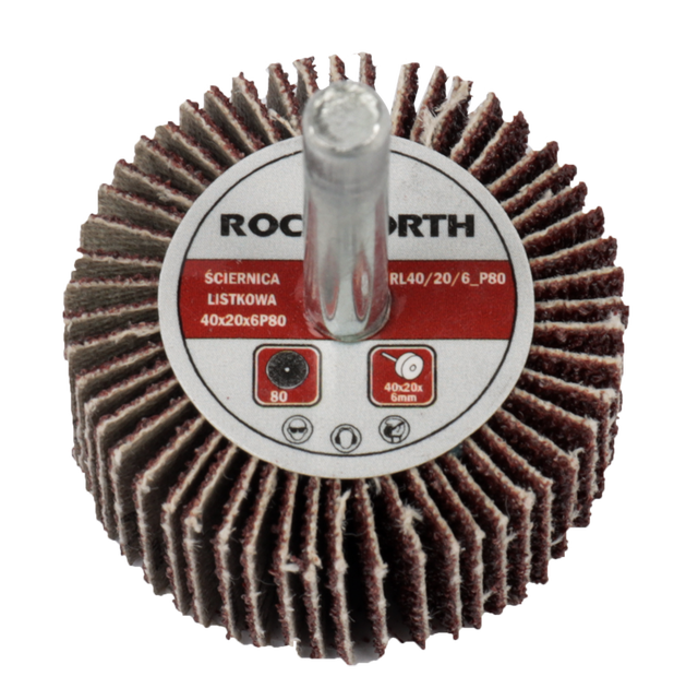 Ściernica listkowa trzpieniowa 40x20x6mm P80 ROCKWORTH
