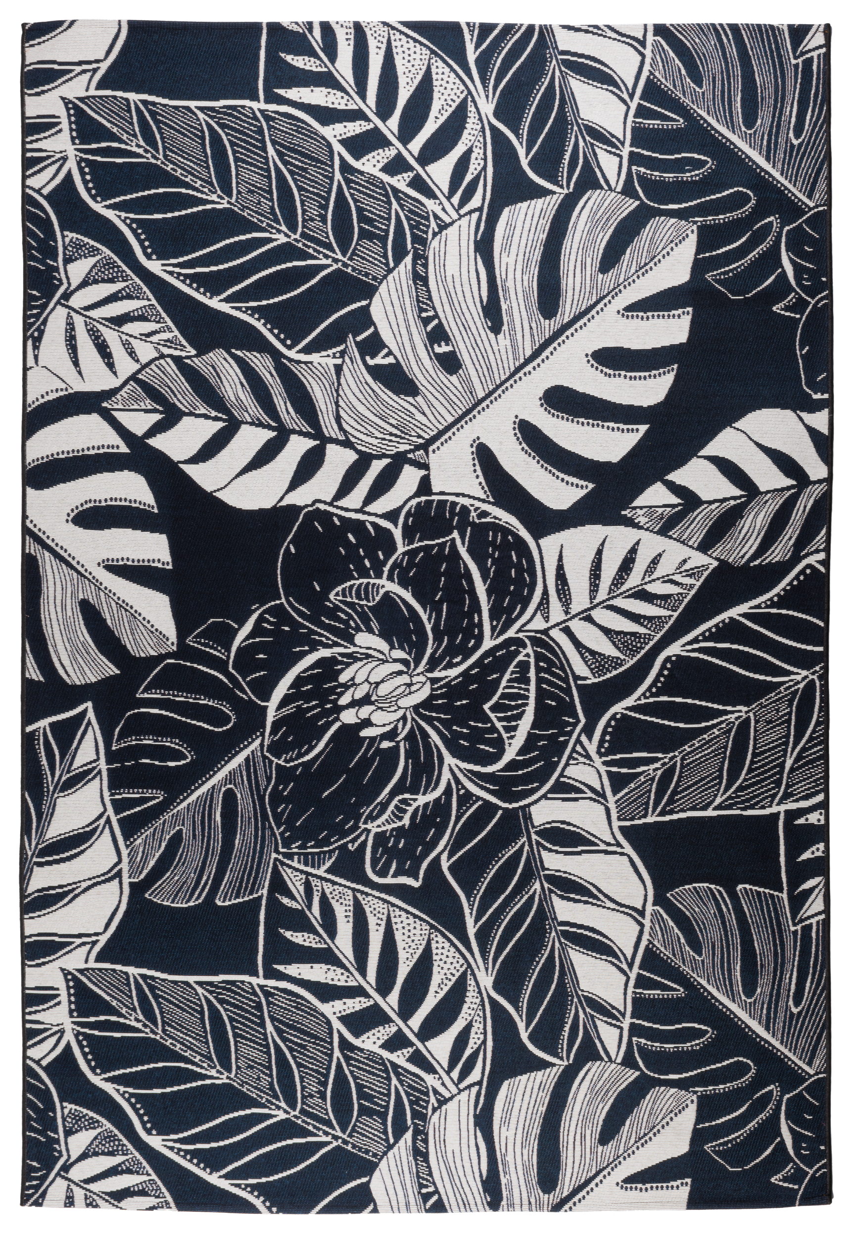 Dywan Jungle Kwiat biało-czarny 80 x 160 cm