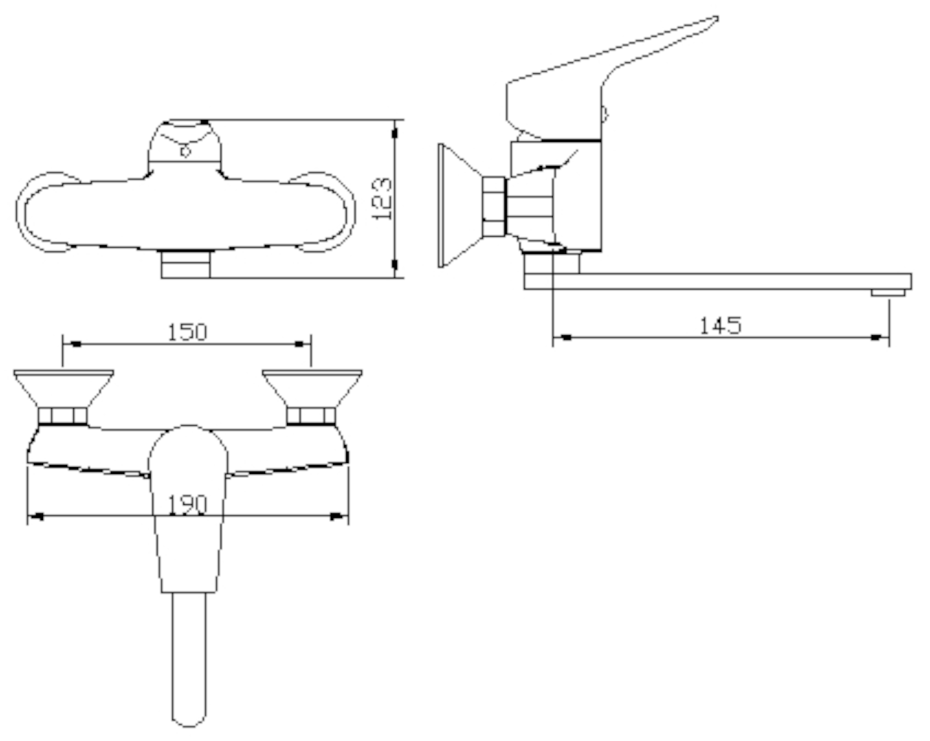 Bateria umywalkowa ścienna czarna Sigma Liveno - 2