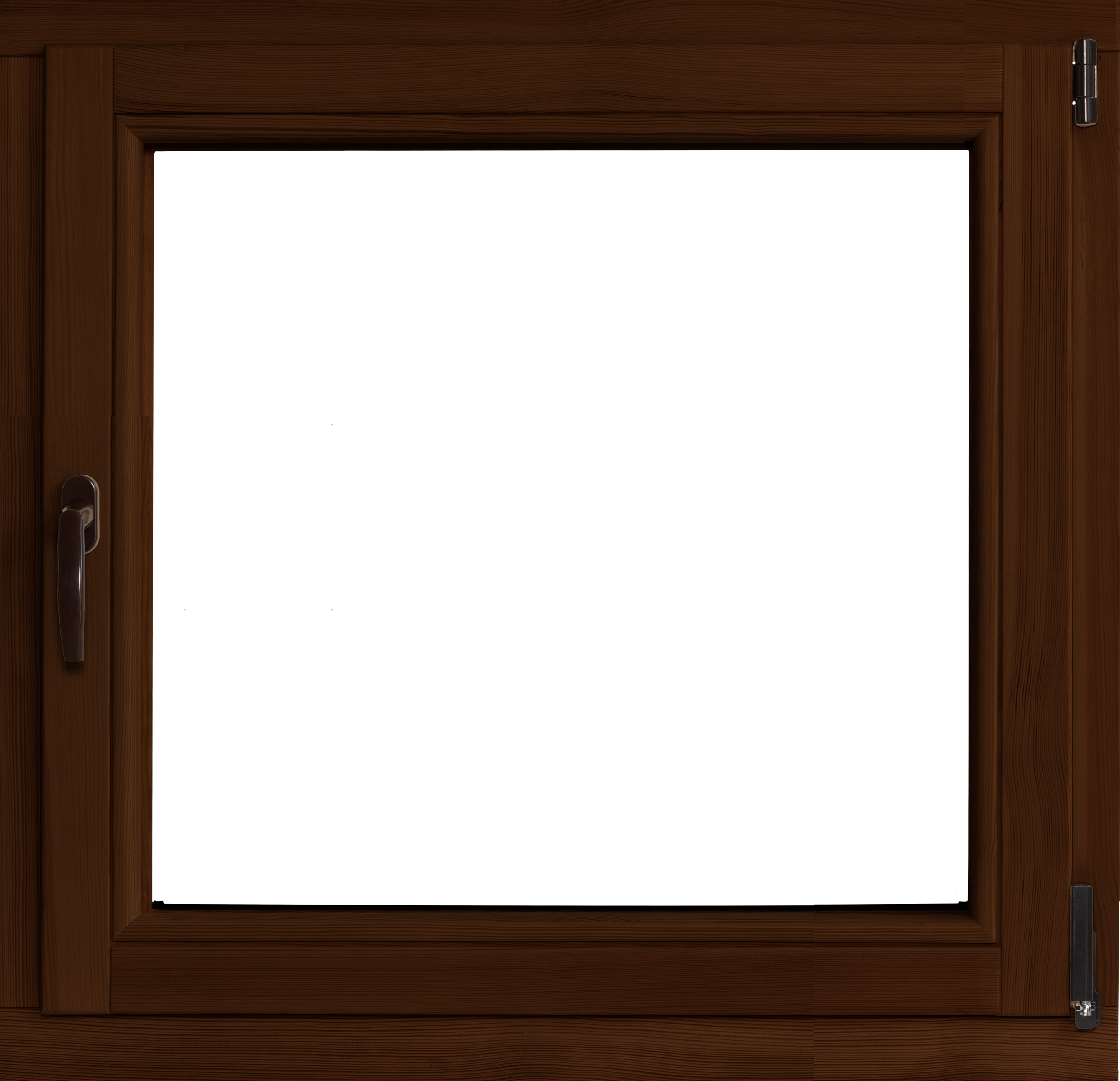 Okno drewniane 3-szybowe fasadowe lakier kolor orzech O5 90 RU 865x835 mm rozwierno-uchylne prawe do wewnątrz Lupol