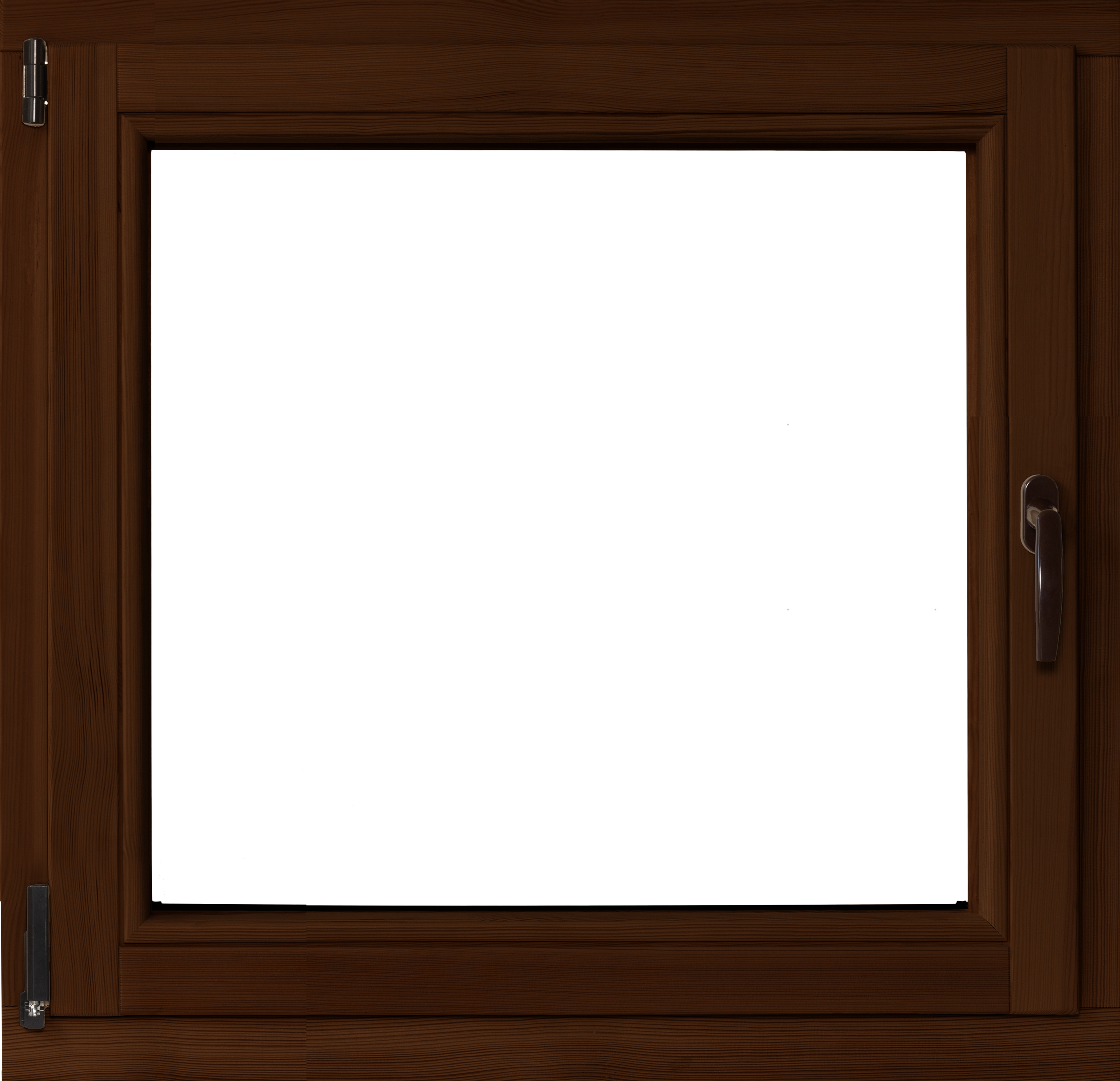 Okno drewniane 2-szybowe fasadowe kolor lakier orzech O5 RU 865x835 mm rozwierno-uchylne lewe do wewnątrz Lupol