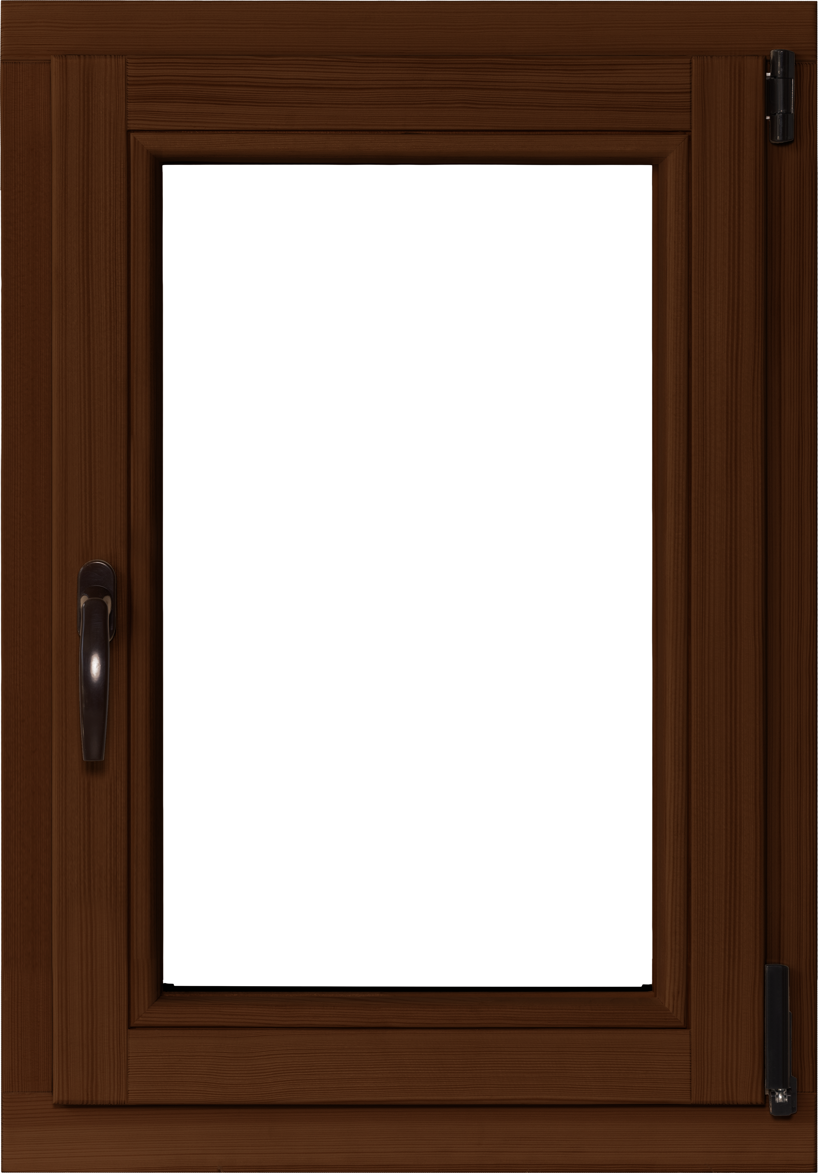 Okno drewniane 3-szybowe fasadowe lakier kolor orzech O4 90 RU 565x835 mm rozwierno-uchylne prawe do wewnątrz Lupol