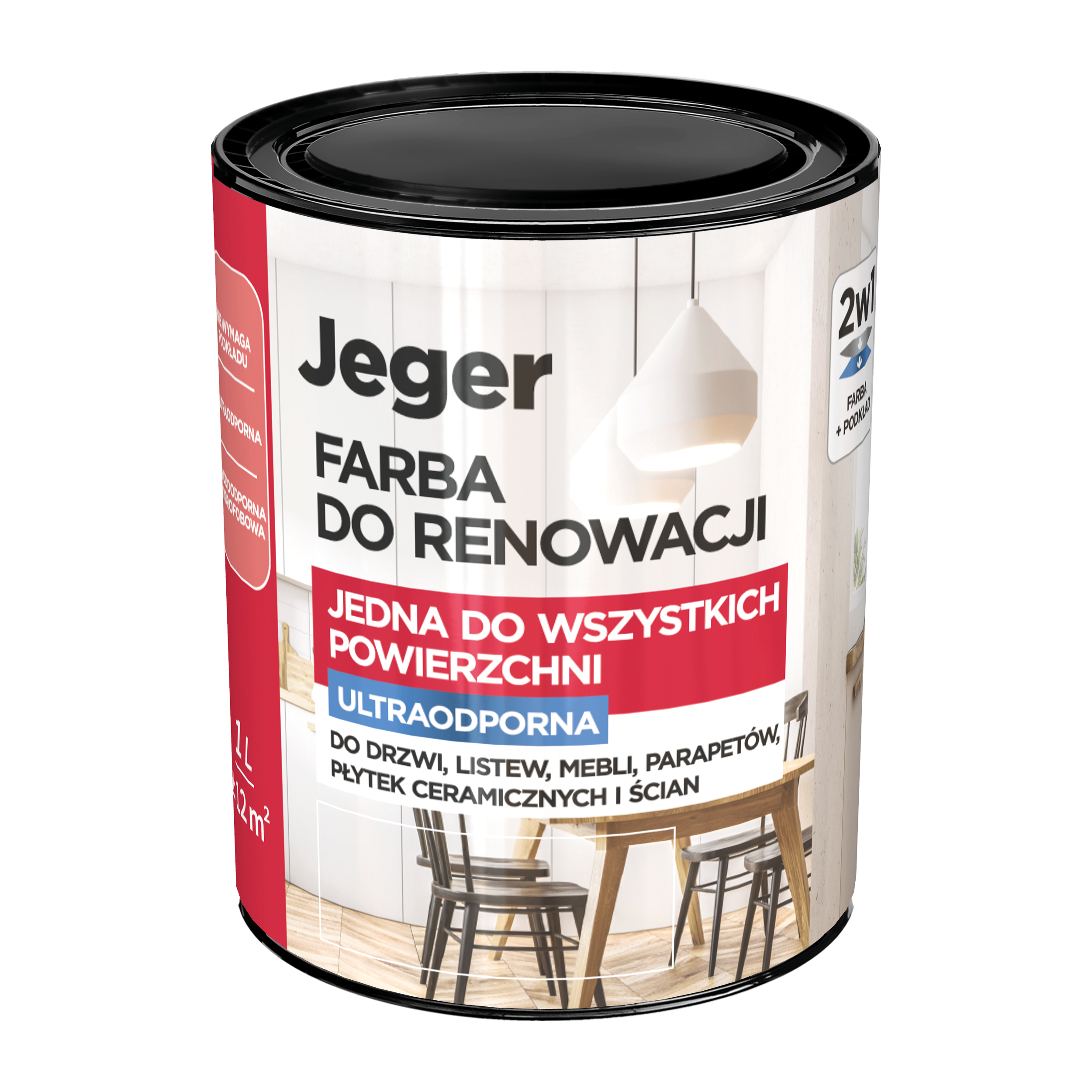 Farba do renowacji do wszystkich powierzchni Biały matowy 1 l Jeger