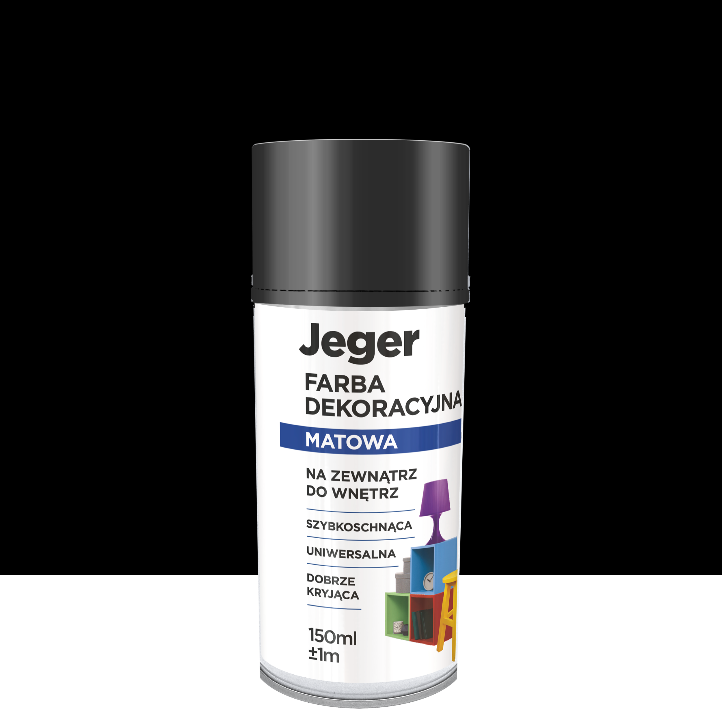 Farba dekoracyjna w sprayu czarna mat 150 ml Jeger