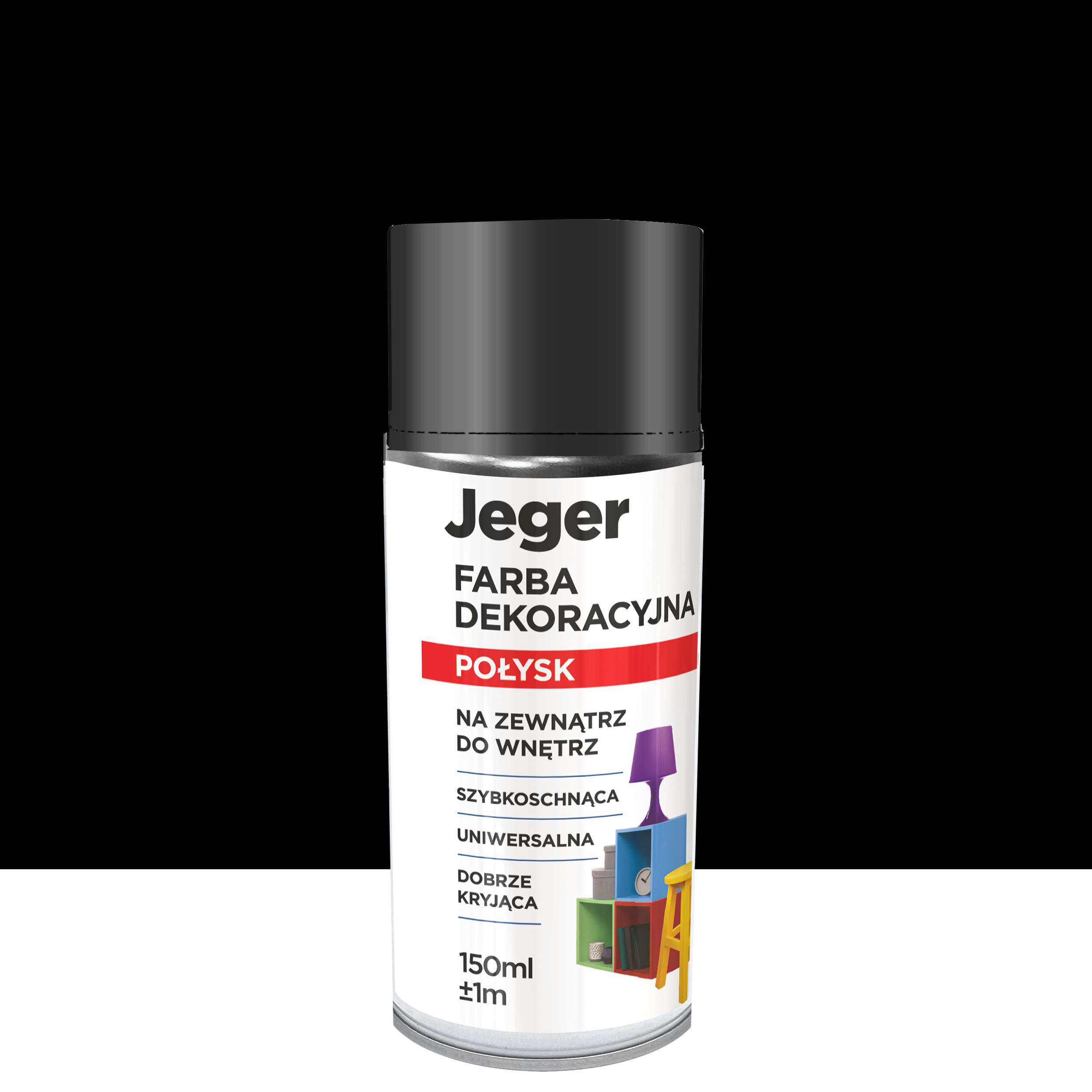 Farba dekoracyjna w sprayu czarna połysk 150 ml Jeger