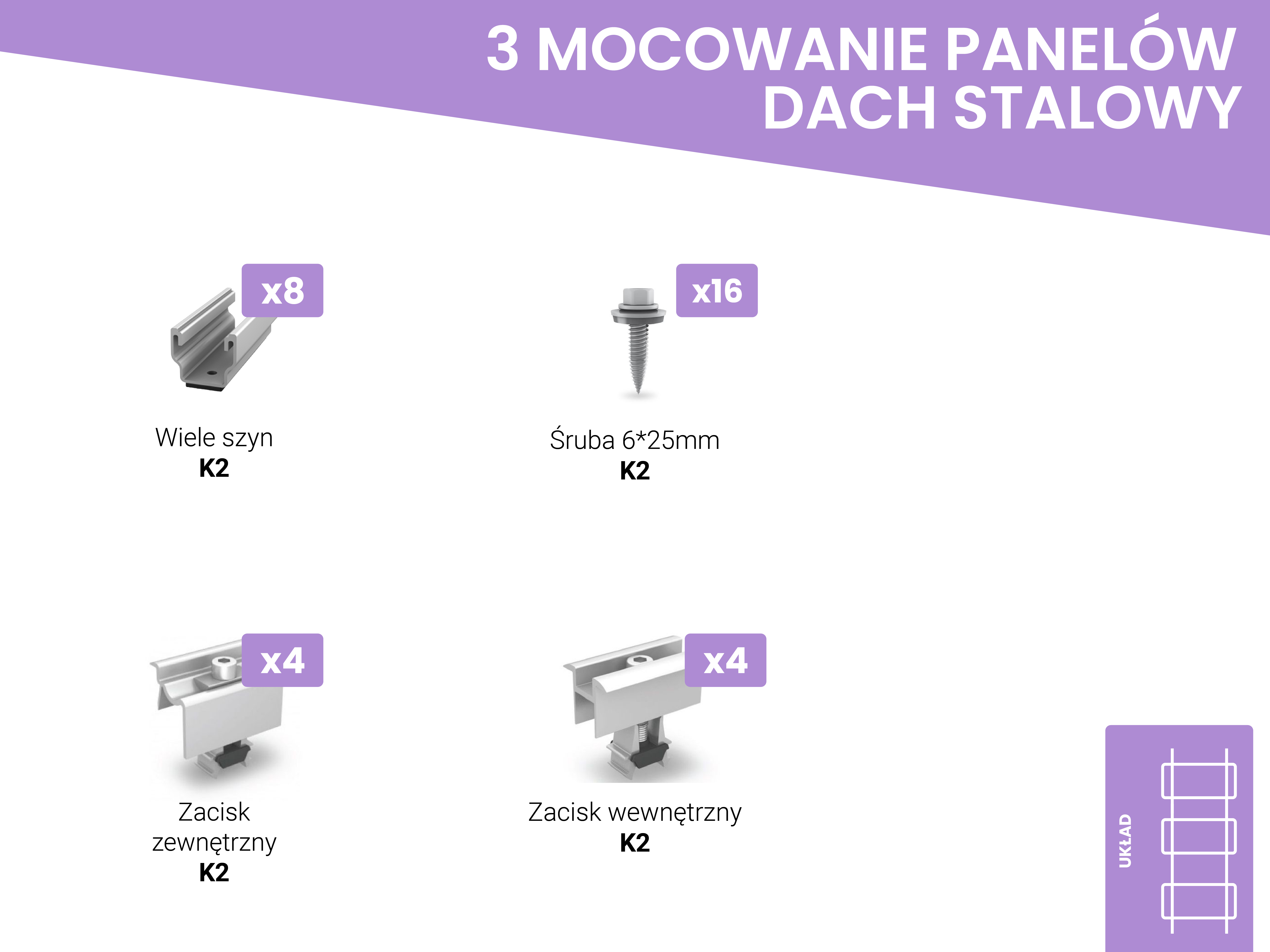 Elementy konstrukcyjne dach skośny 3 moduły K2