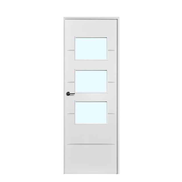 BLOCO DE PORTA LACADO BRANCO LU-5 C/ ABERTURA PARA VIDROS 200X80CM DIREITA