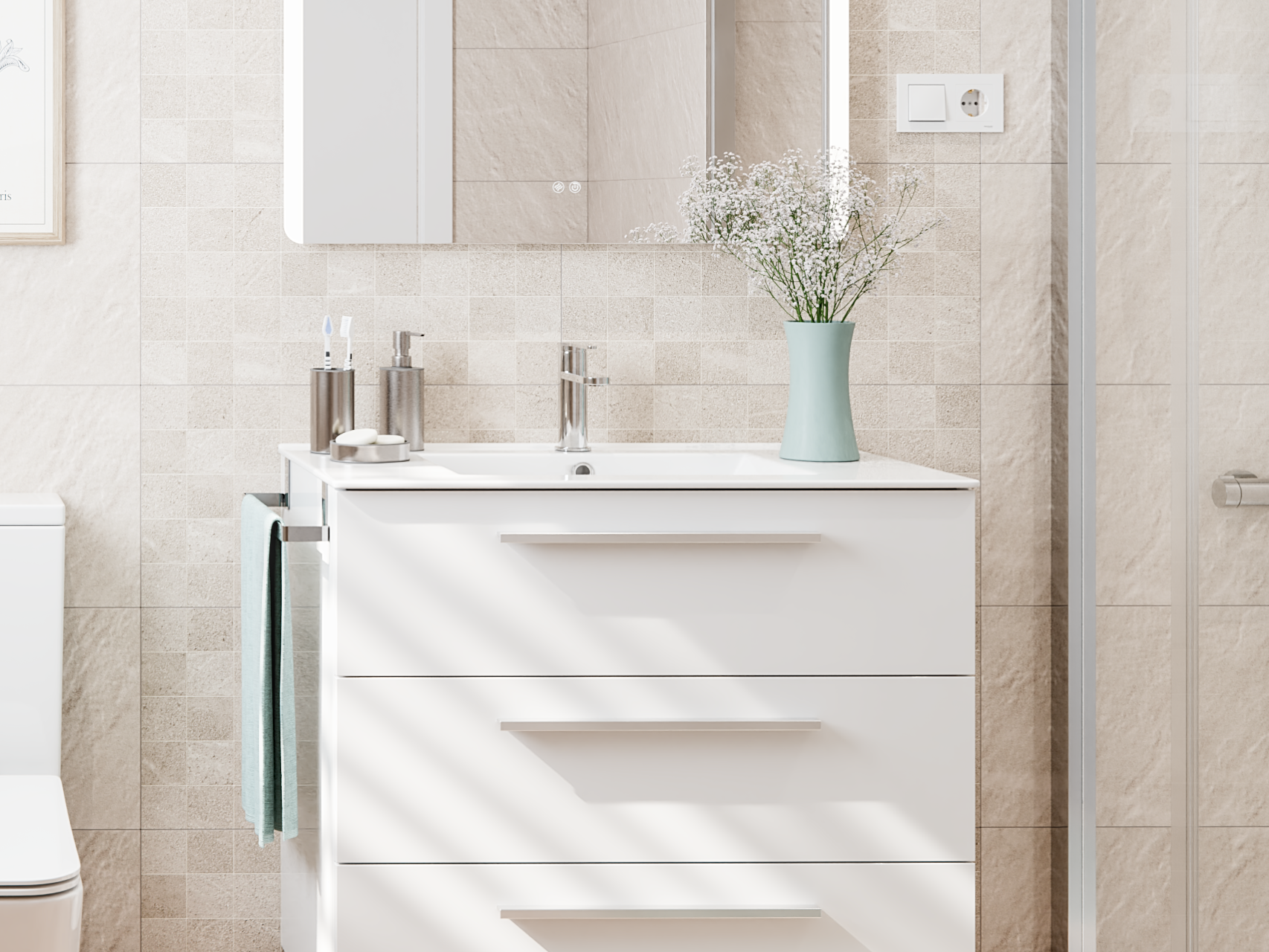 Espelho 80x70 cm iluminação led prateado Sensea Easy - 2