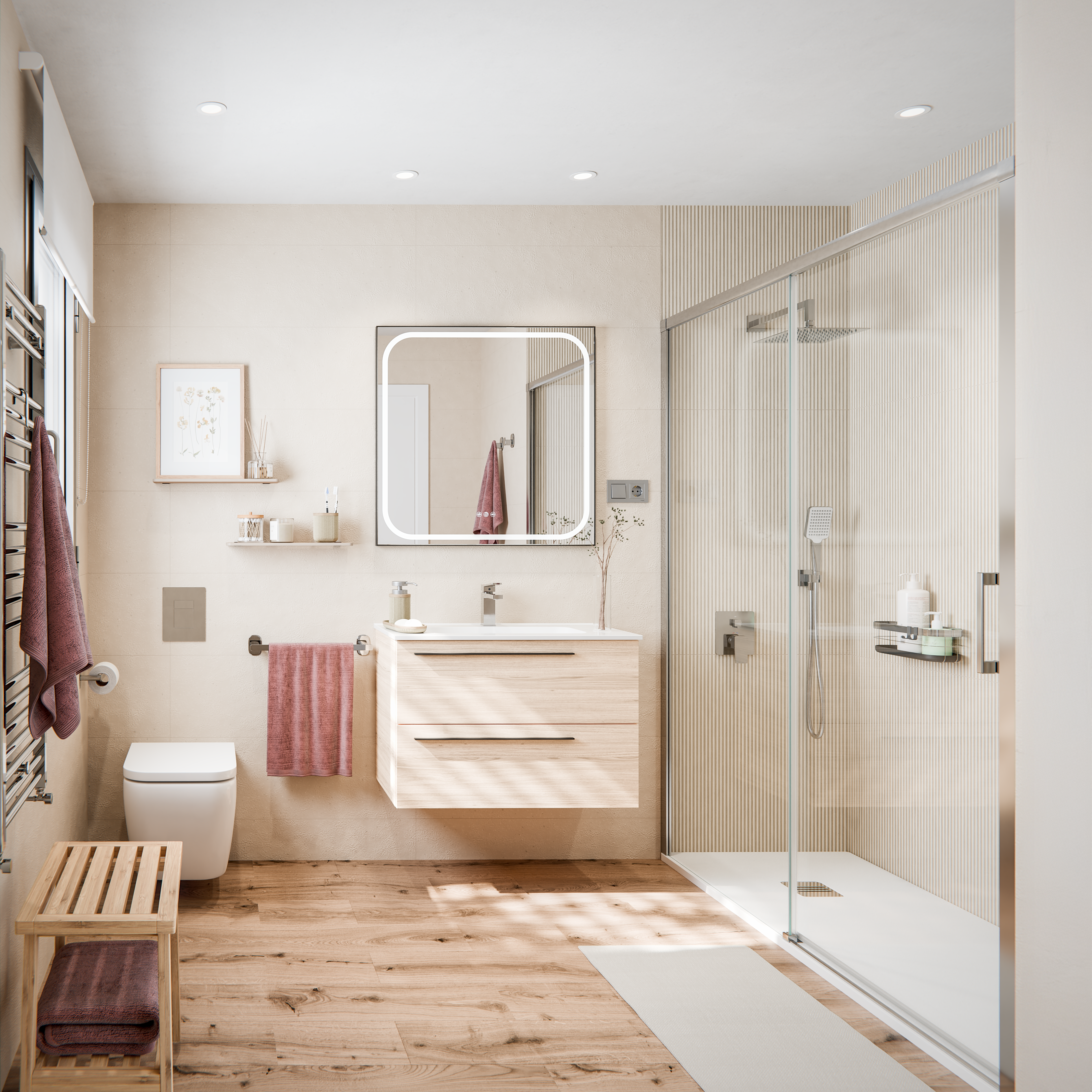Mueble de baño con lavabo mía crudo mate 80x40 cm