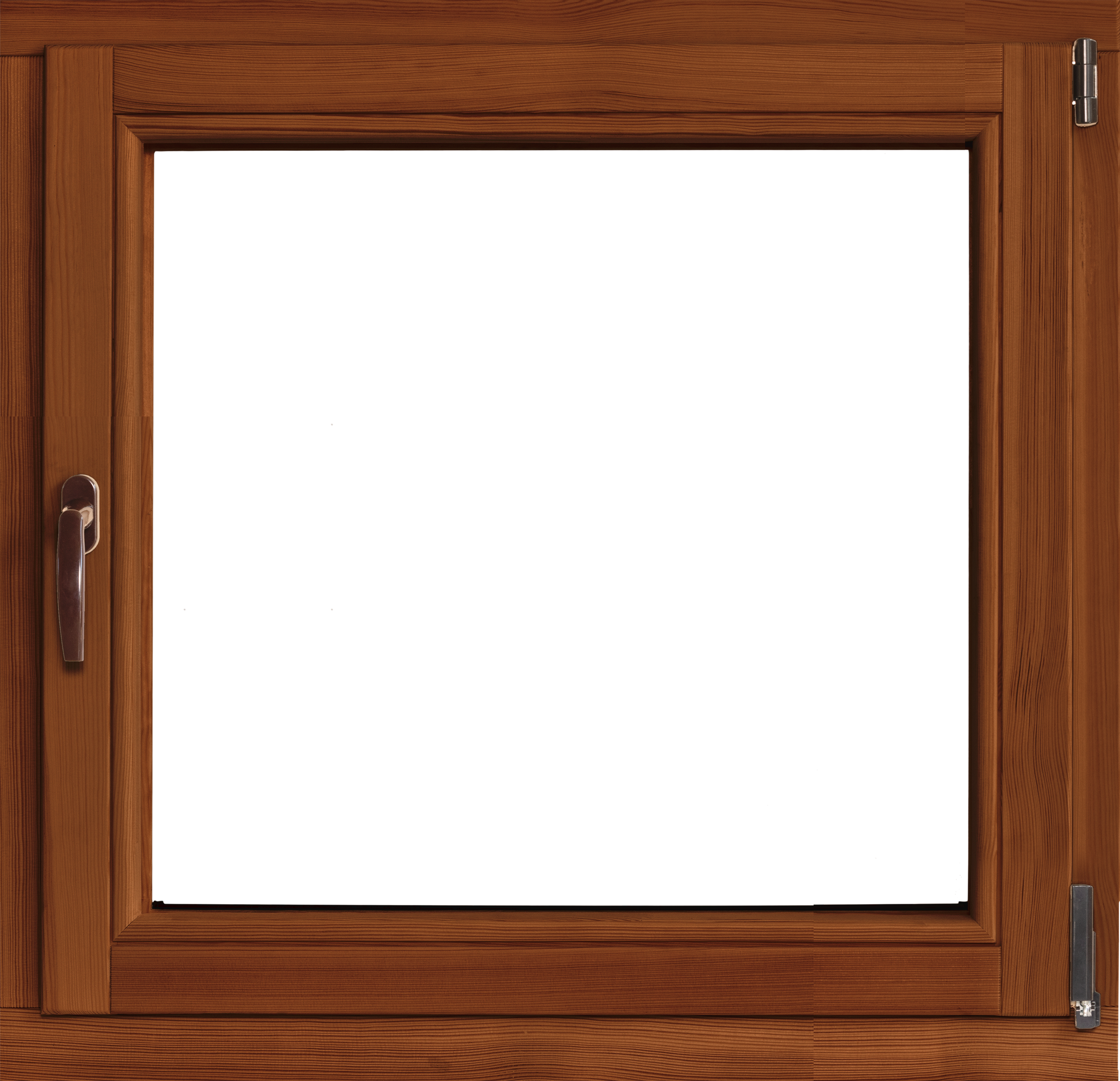 Okno drewniane 3-szybowe fasadowe lakier kolor afromozja O5 90 RU 865x835 mm rozwierno-uchylne prawe do wewnątrz Lupol