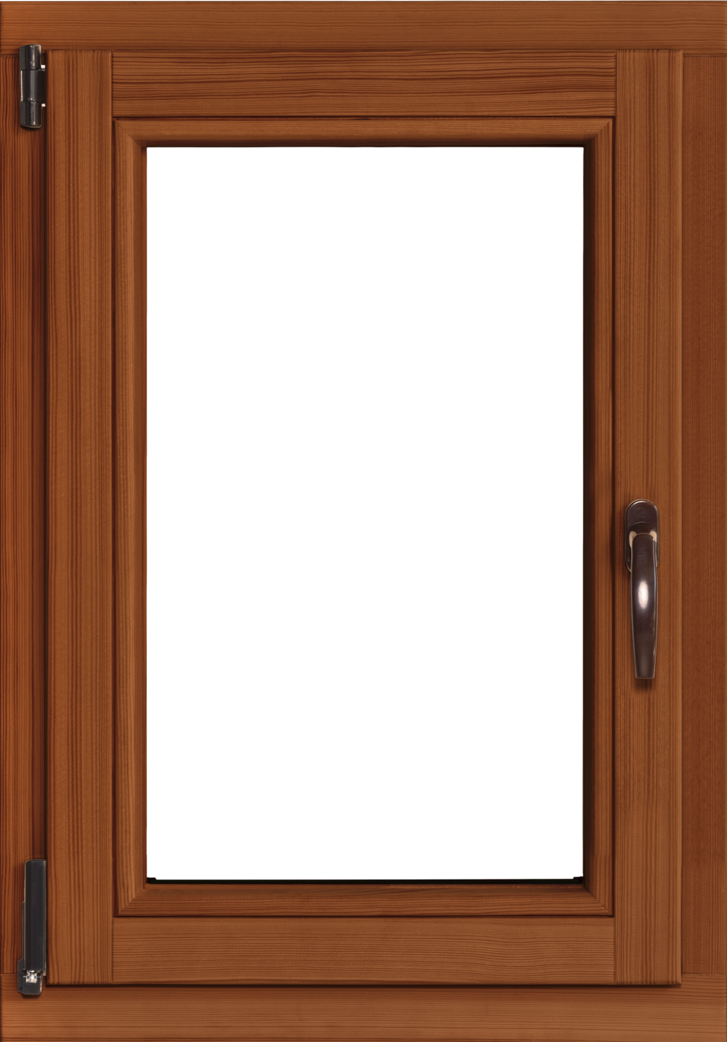 Okno drewniane 2-szybowe fasadowe lakier kolor afromozja O4 RU 565x835 mm rozwierno-uchylne lewe do wewnątrz Lupol