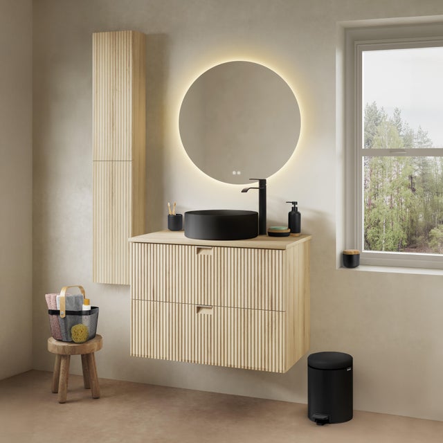 Espelho com iluminação led 80 cm prateado Sensea Modern