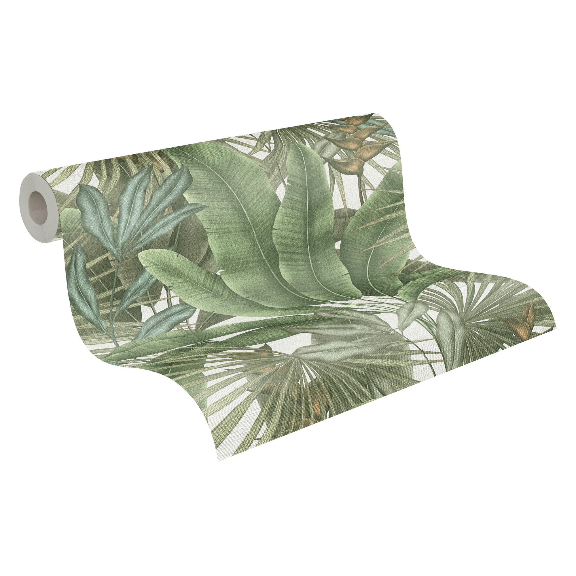 Papel pintado vinilo aplicación cola en pared Floral vegetal Tropical 396472 verde  A.S. CREATION 53cmx10.05m lavable apto para cocinas o baños - 6