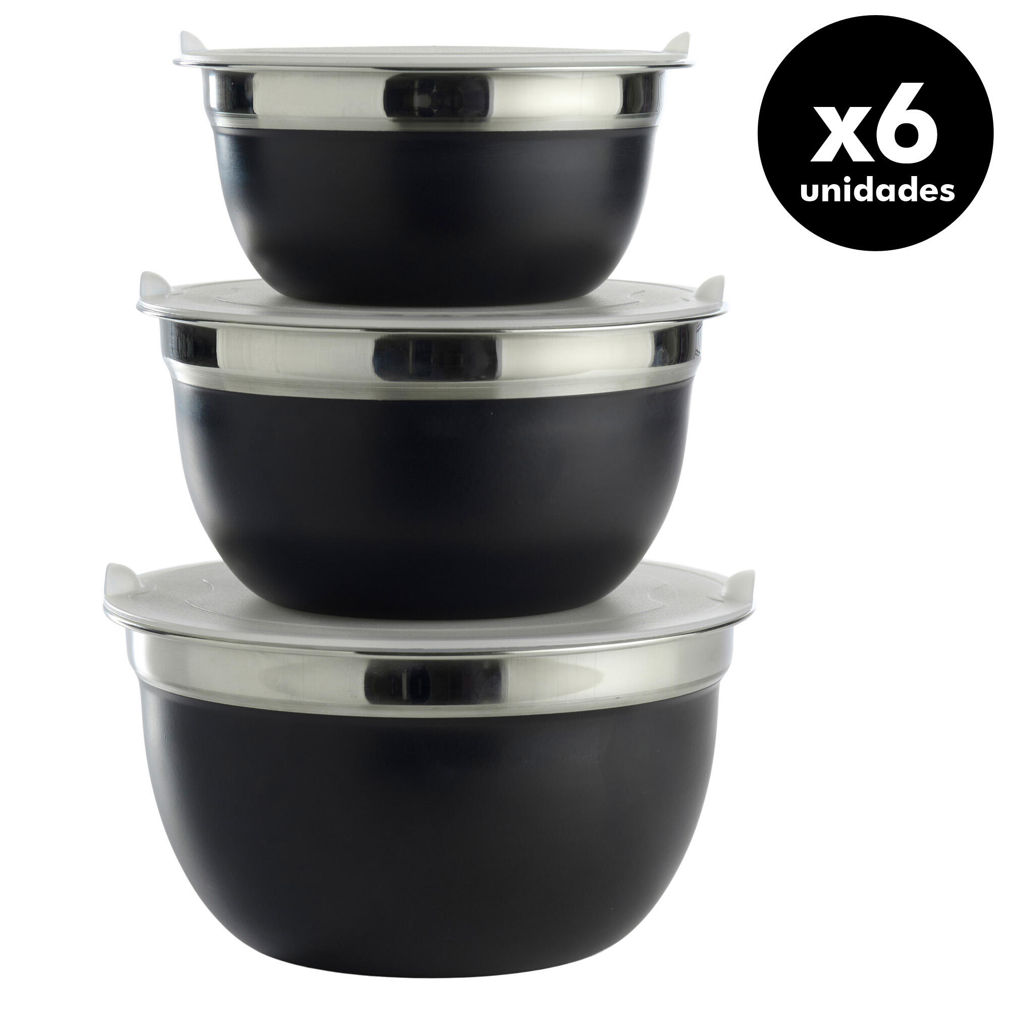Pack 6 bols acero inoxidable con tapa