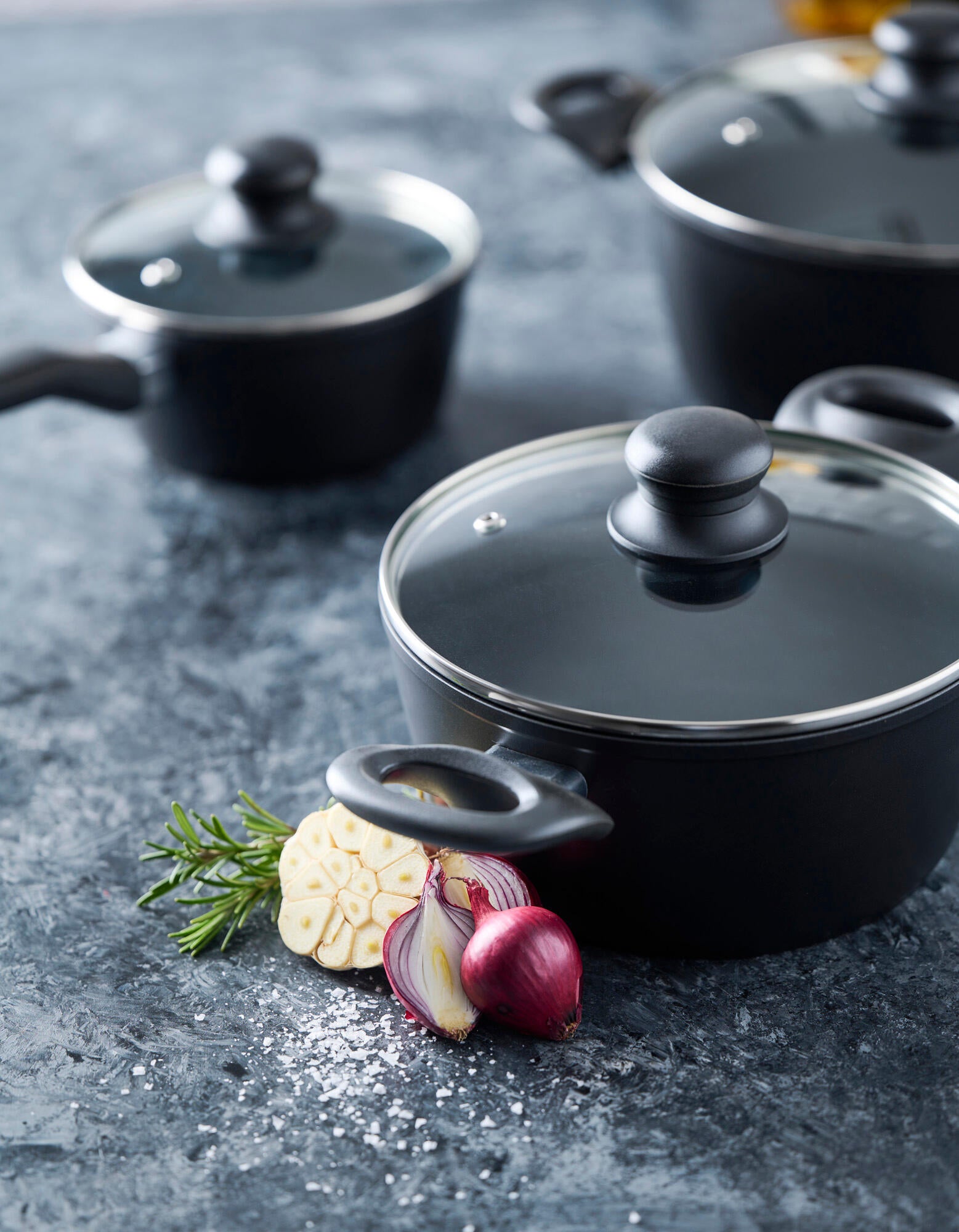 Bateria de cocina 3 piezas con tapa de cristal - 4