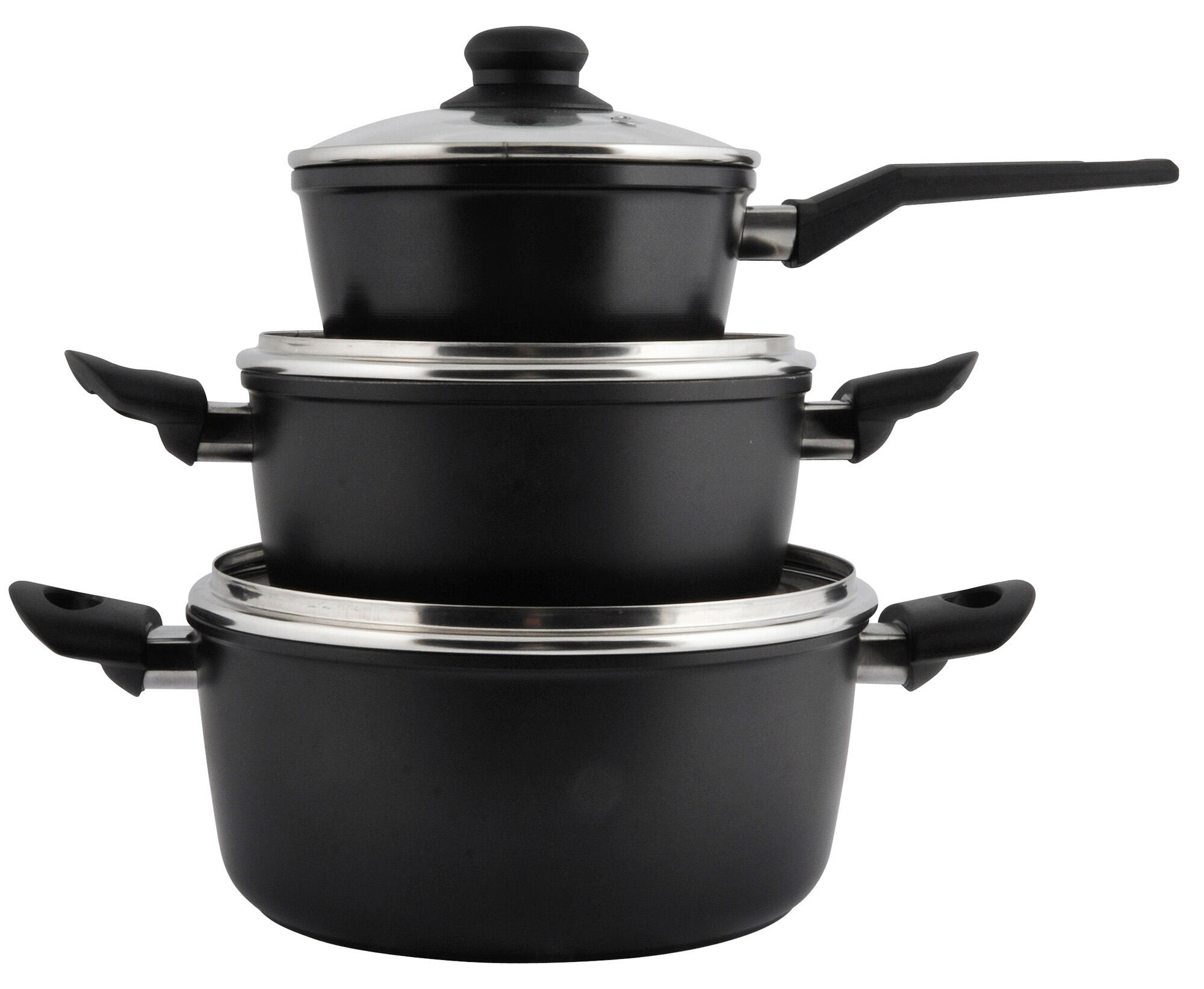 Bateria de cocina 3 piezas con tapa de cristal - 3