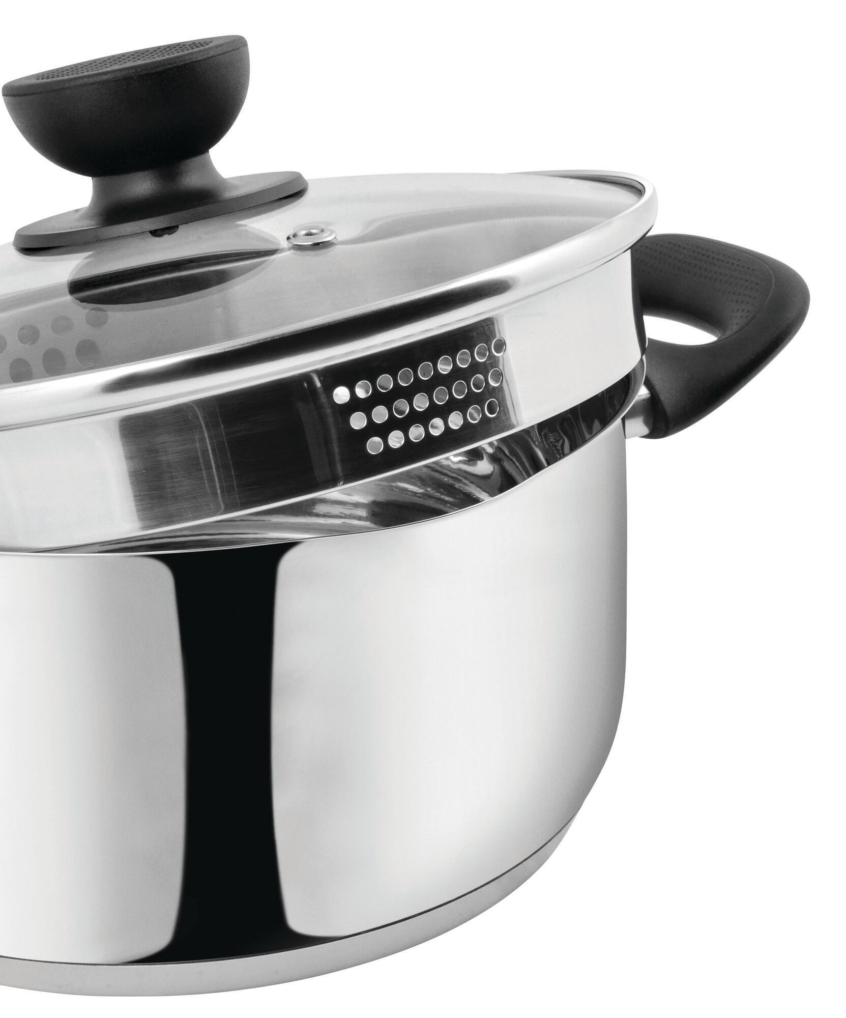 Bateria de cocina 3 piezas acero inoxidable con tapa de cristal - 6